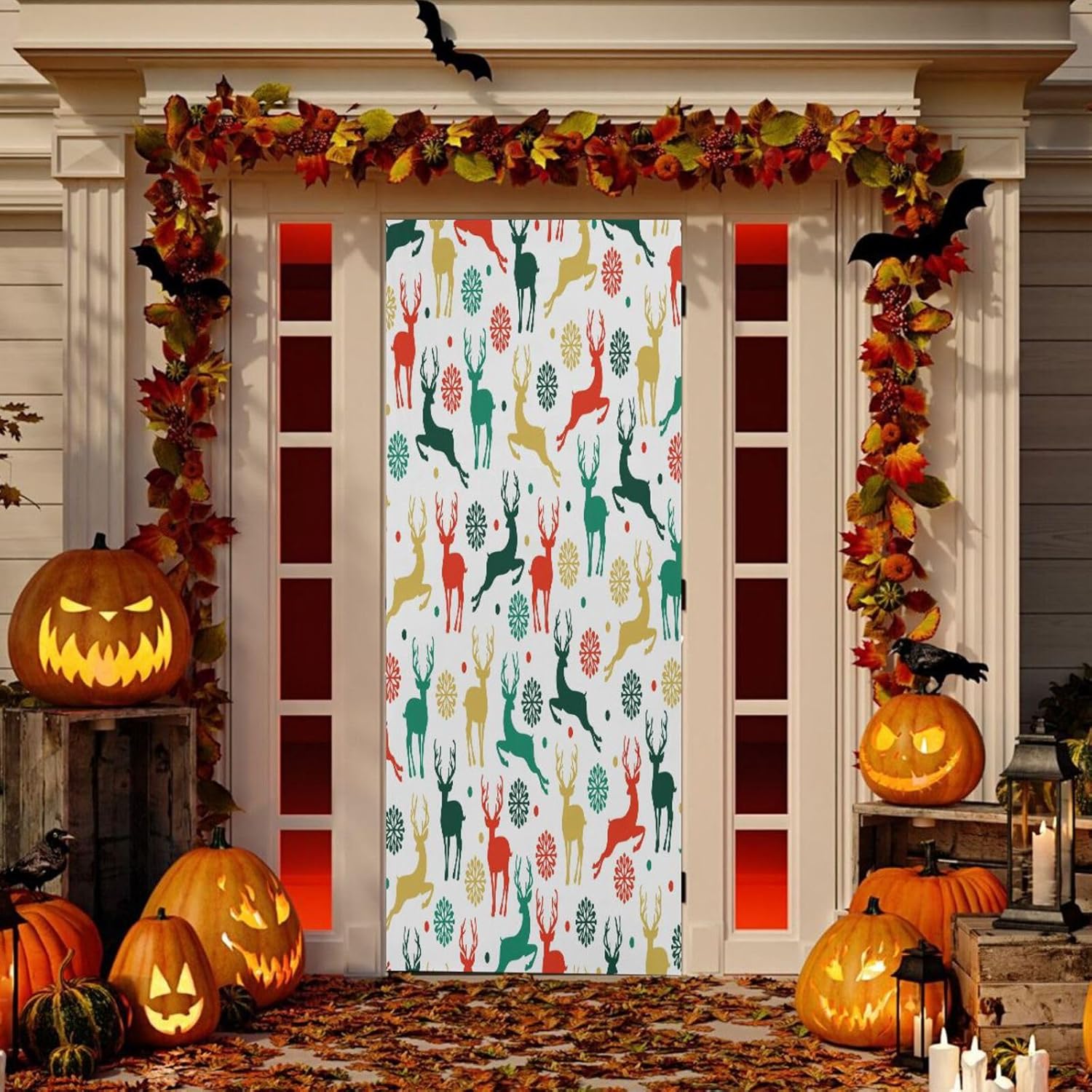 Susiyo Reindeer Snowflake Door Cover Decor 32x79 in