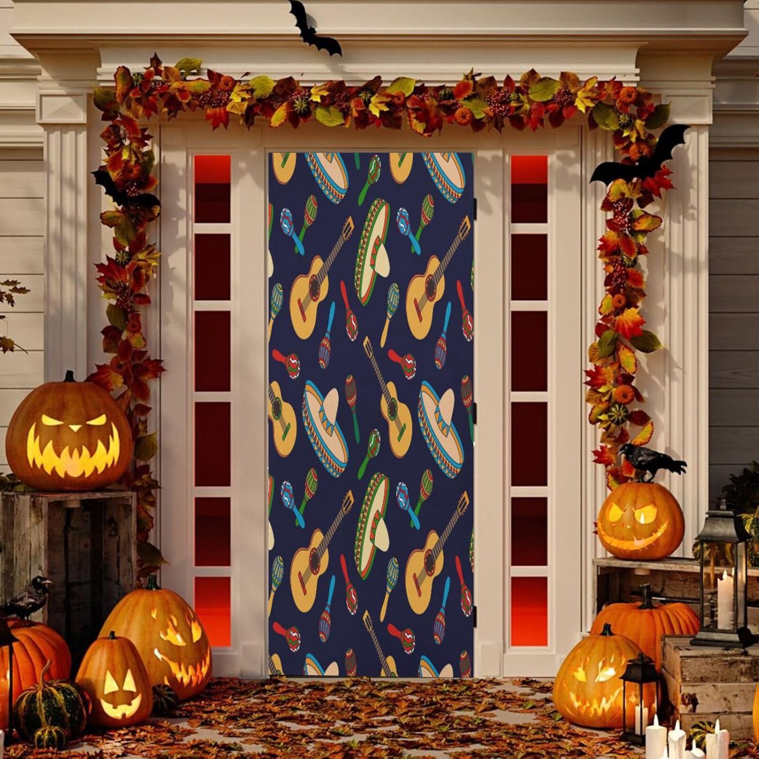 Susiyo Vector Guitar Halloween Door Cover Stretch Fabric Decor