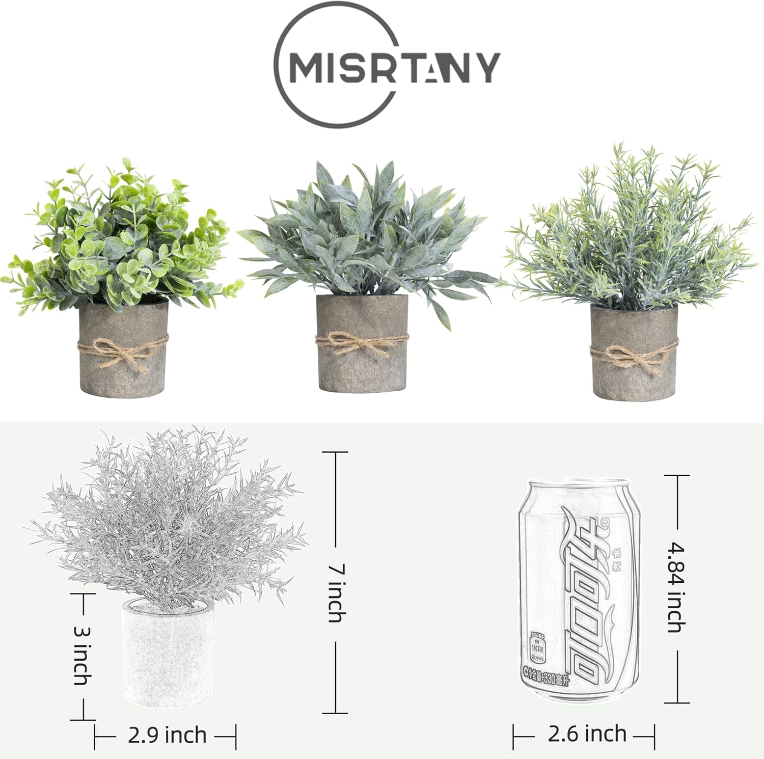3 Pack Mini Artificial Eucalyptus Plants for Home Office Decor