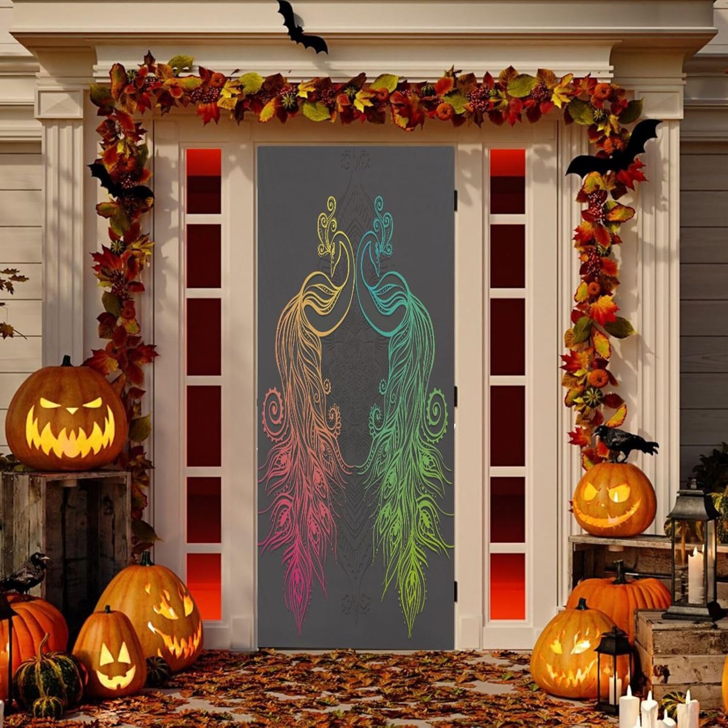 Susiyo Peacock Halloween Door Cover 32x79in