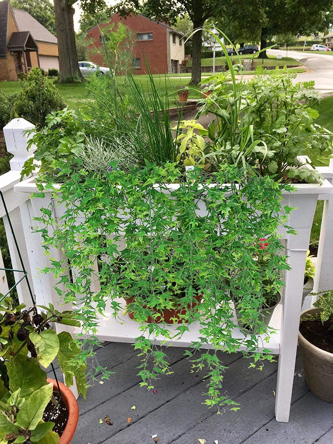 CATTREE Artificial Hanging Vine 2 Pcs UV Resistant Plastic Ivy Garland for Indoor Outdoor Decor