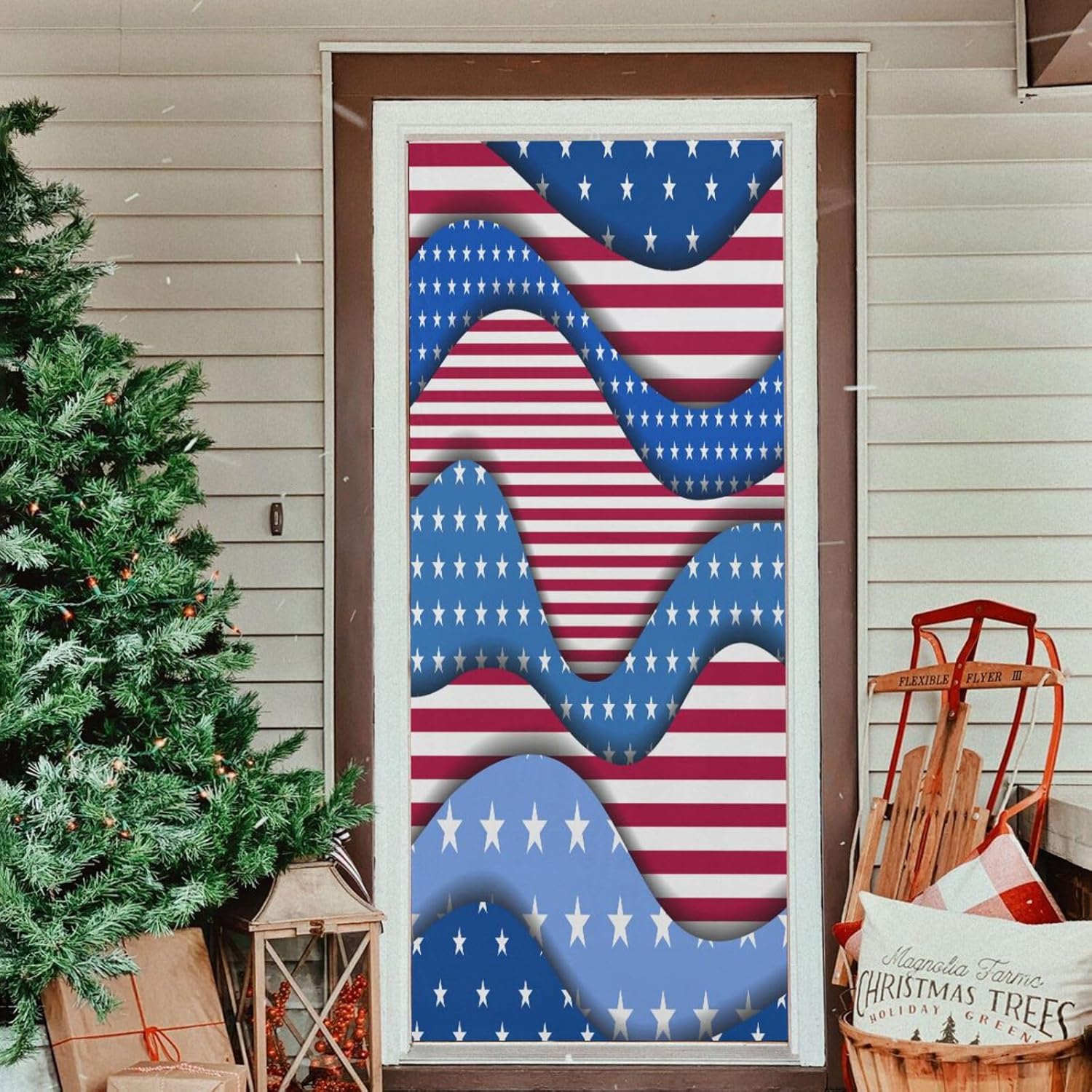Susiyo Blue Patchwork Layered Halloween Door Decoration
