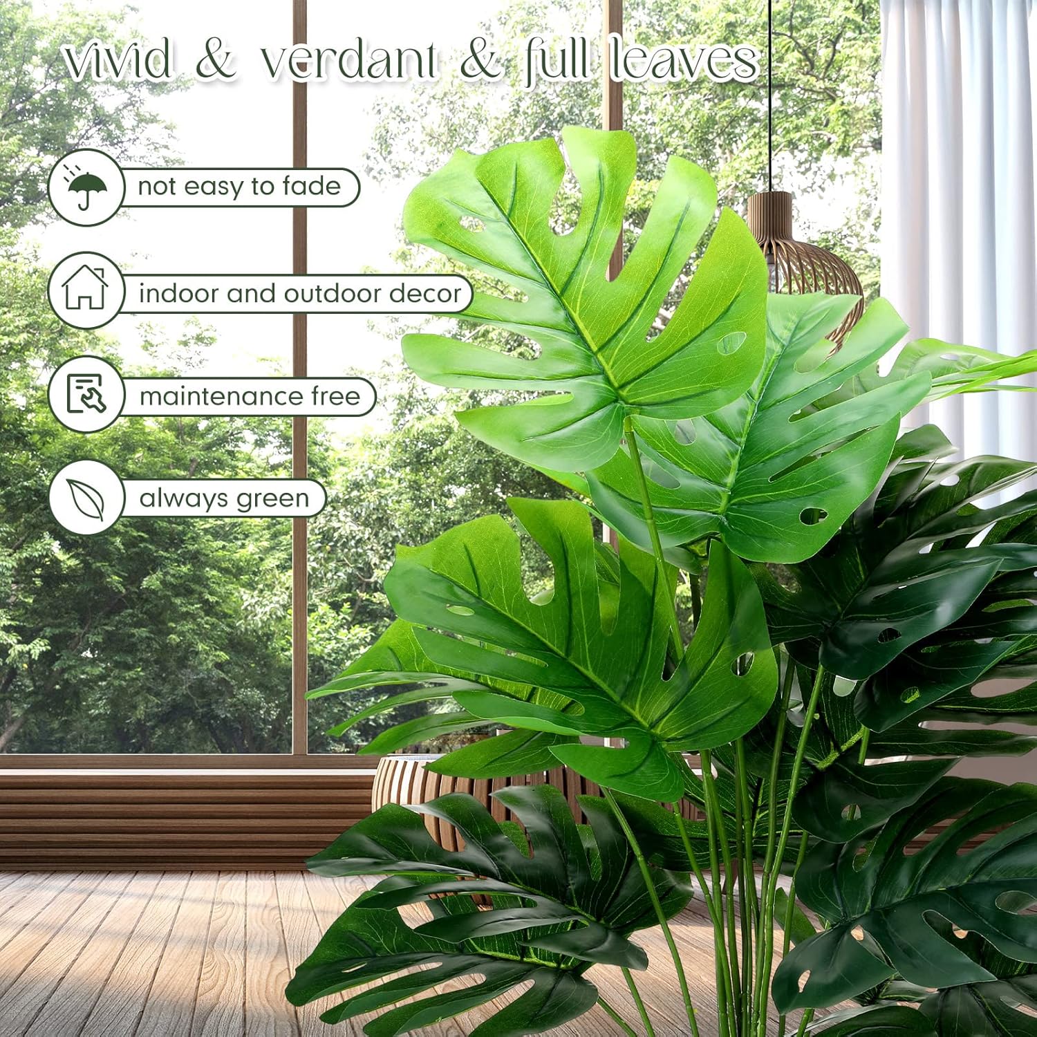 4 Pack 28 Inch Artificial Monstera Plants with Pots