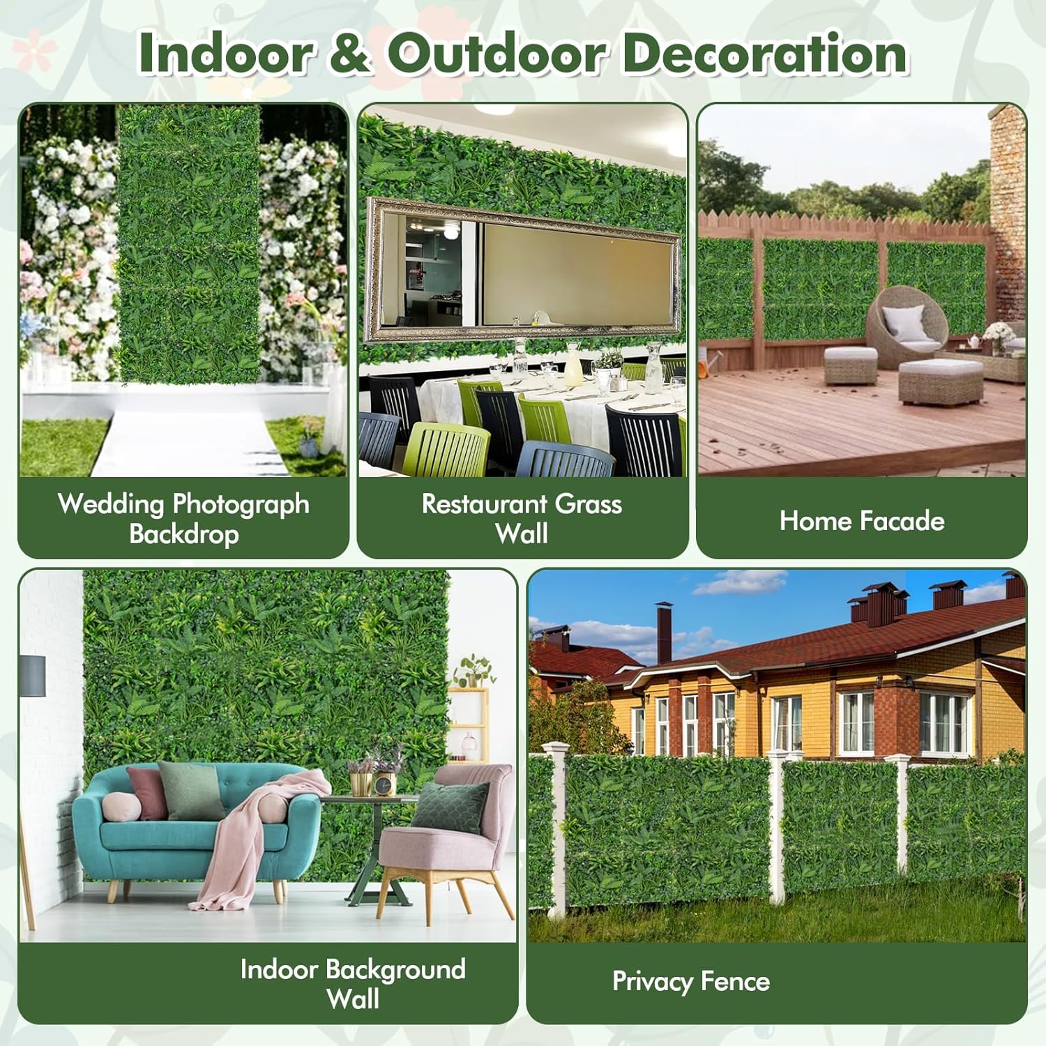 20x20 Artificial Grass Wall Panels for Home Decor and Parties