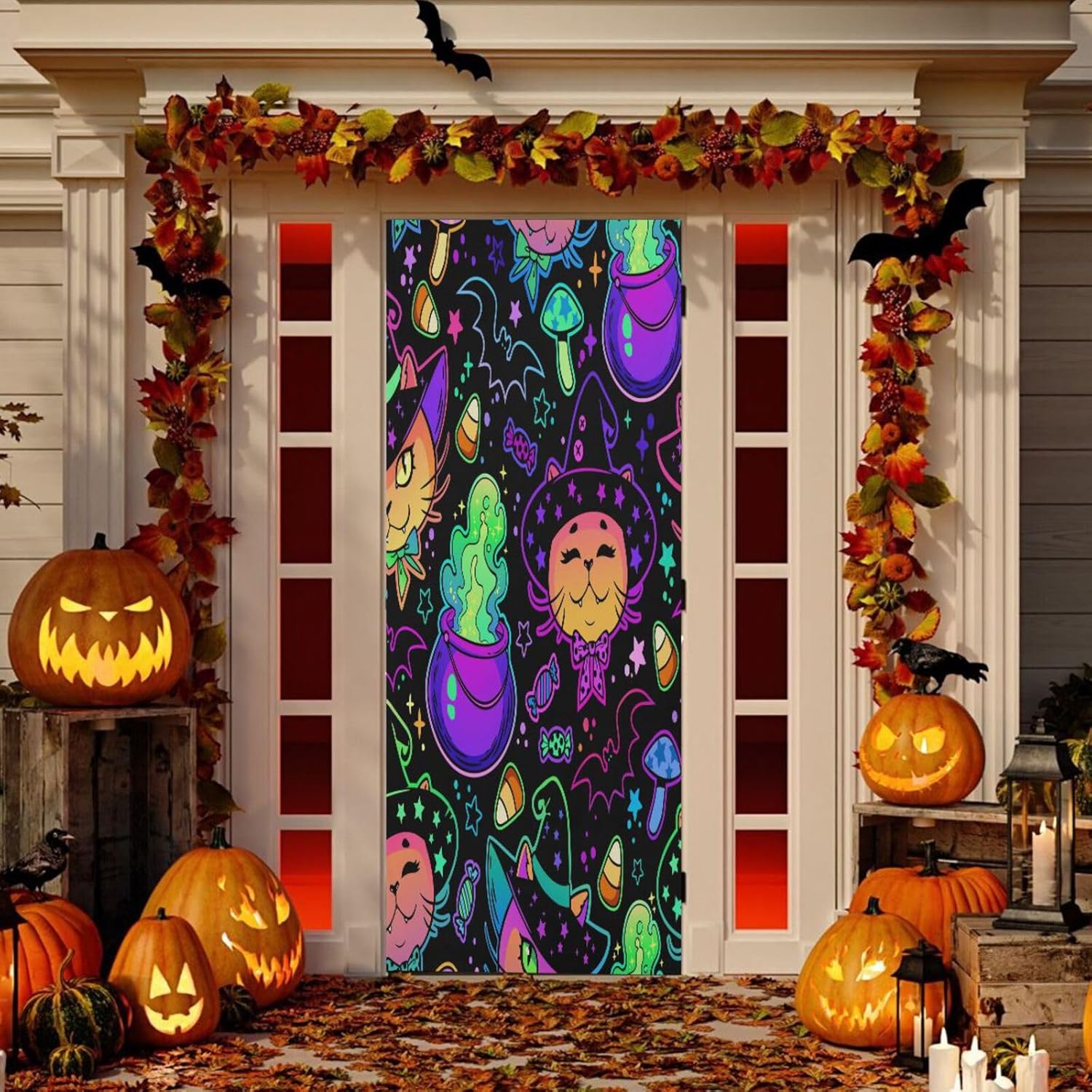 Susiyo Cute Cats Halloween Door Cover 32x79 In