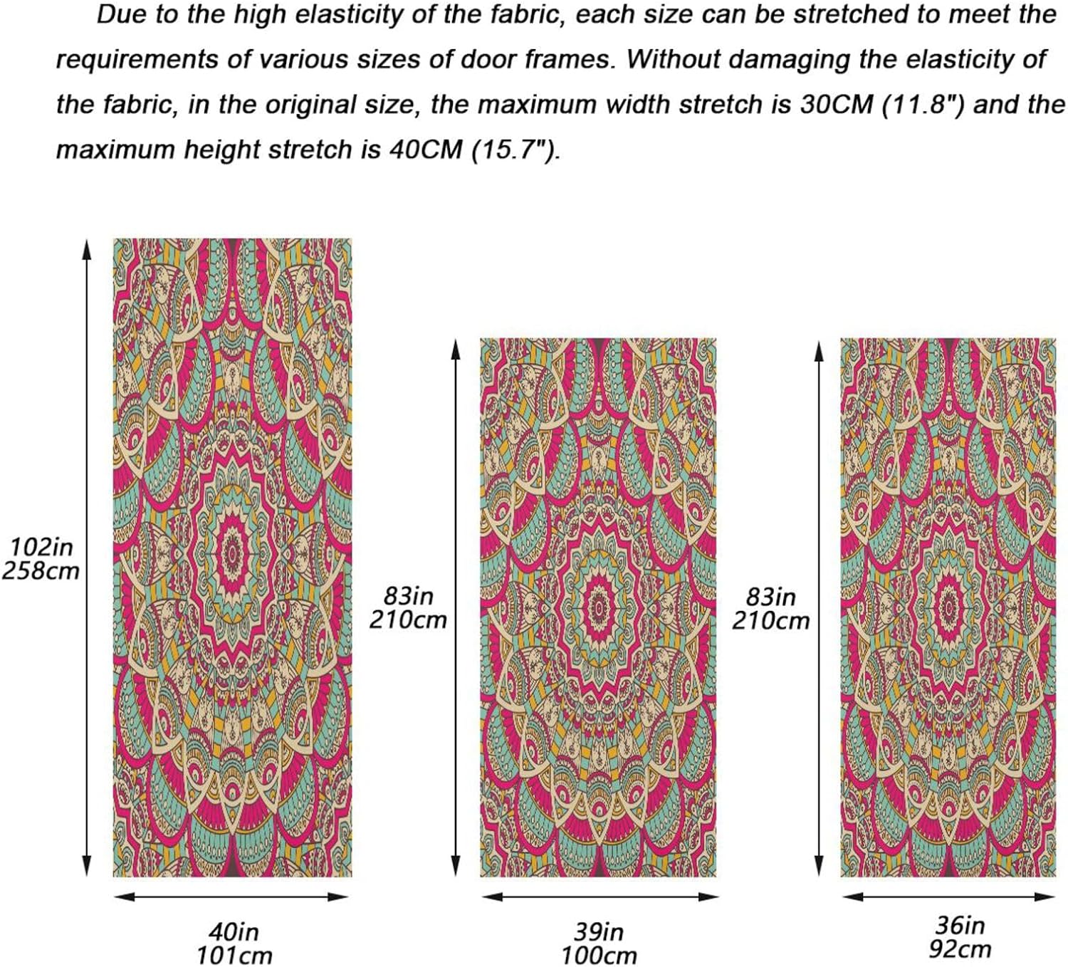 Susiyo Red Vintage Halloween Door Cover Stretch Fabric Door Decor for Home Parties and Holidays