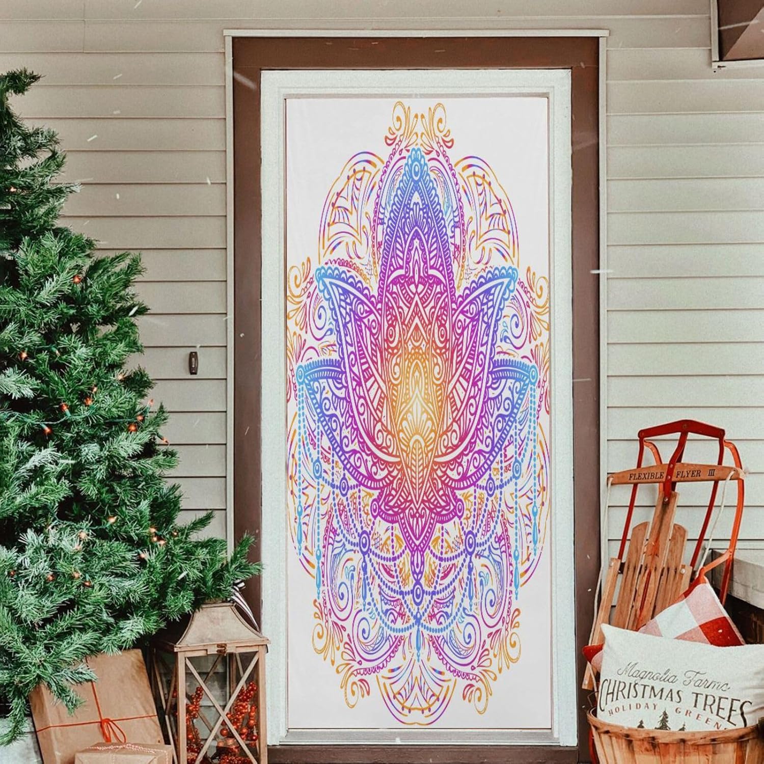 Susiyo Purple Lotus Halloween Door Cover 32x79 in