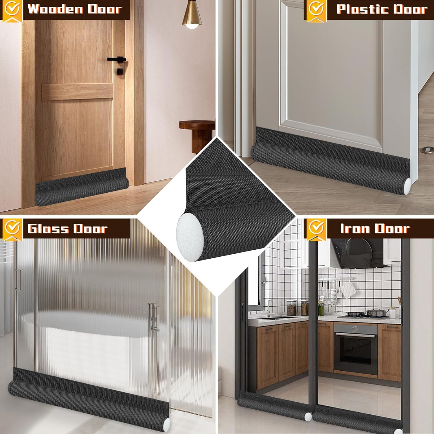 KRUI Door Draft Stopper 32 Inches Black