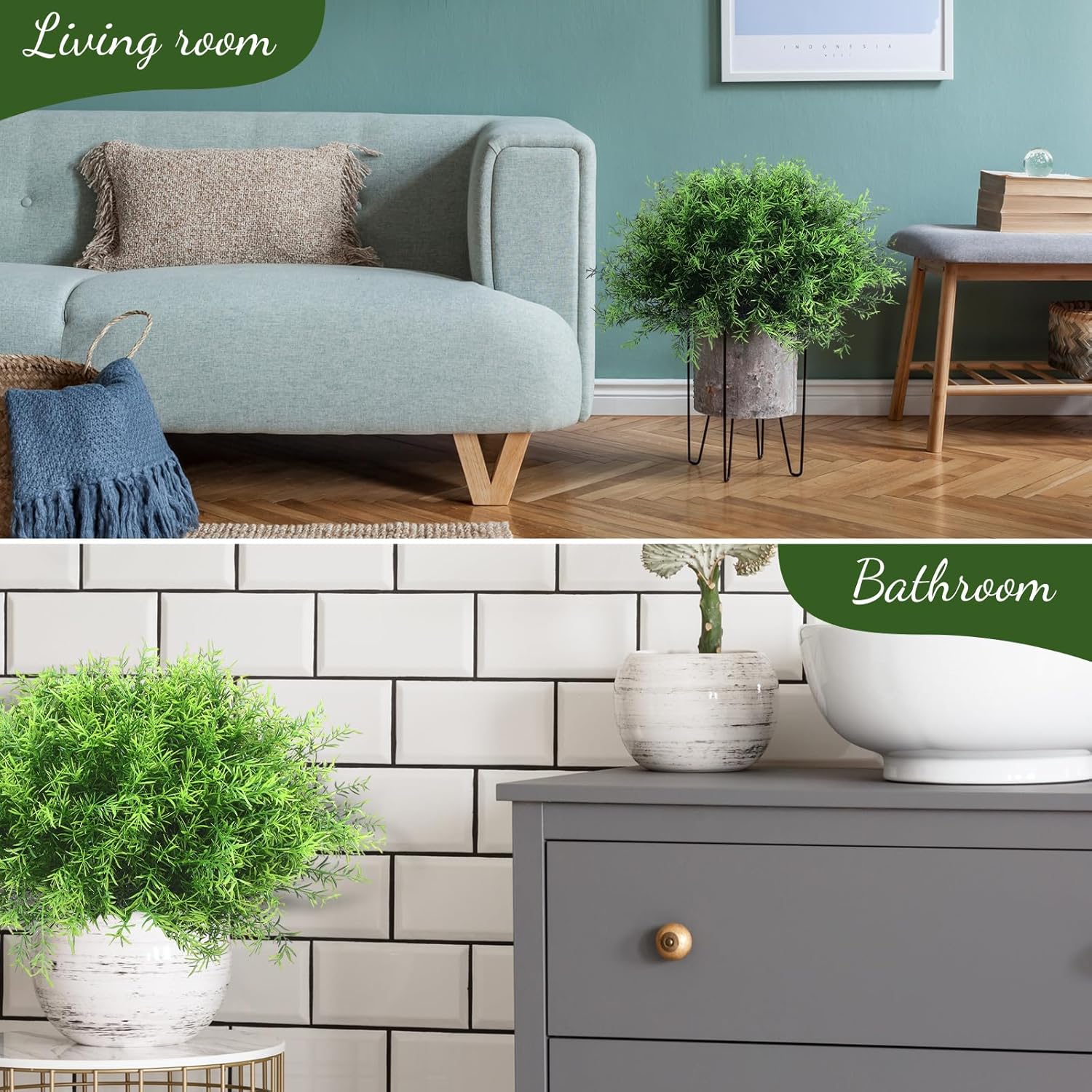 Zeyune 40 Bundles UV Resistant Artificial Grass Plants for Outdoor and Indoor Decoration