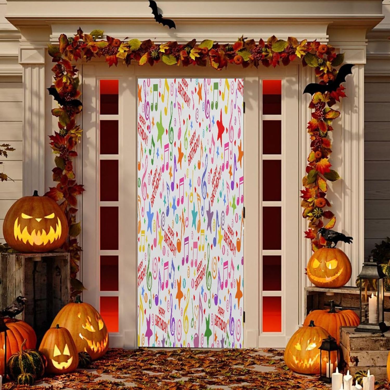 Susiyo Colorful Musical Notes Halloween Door Cover