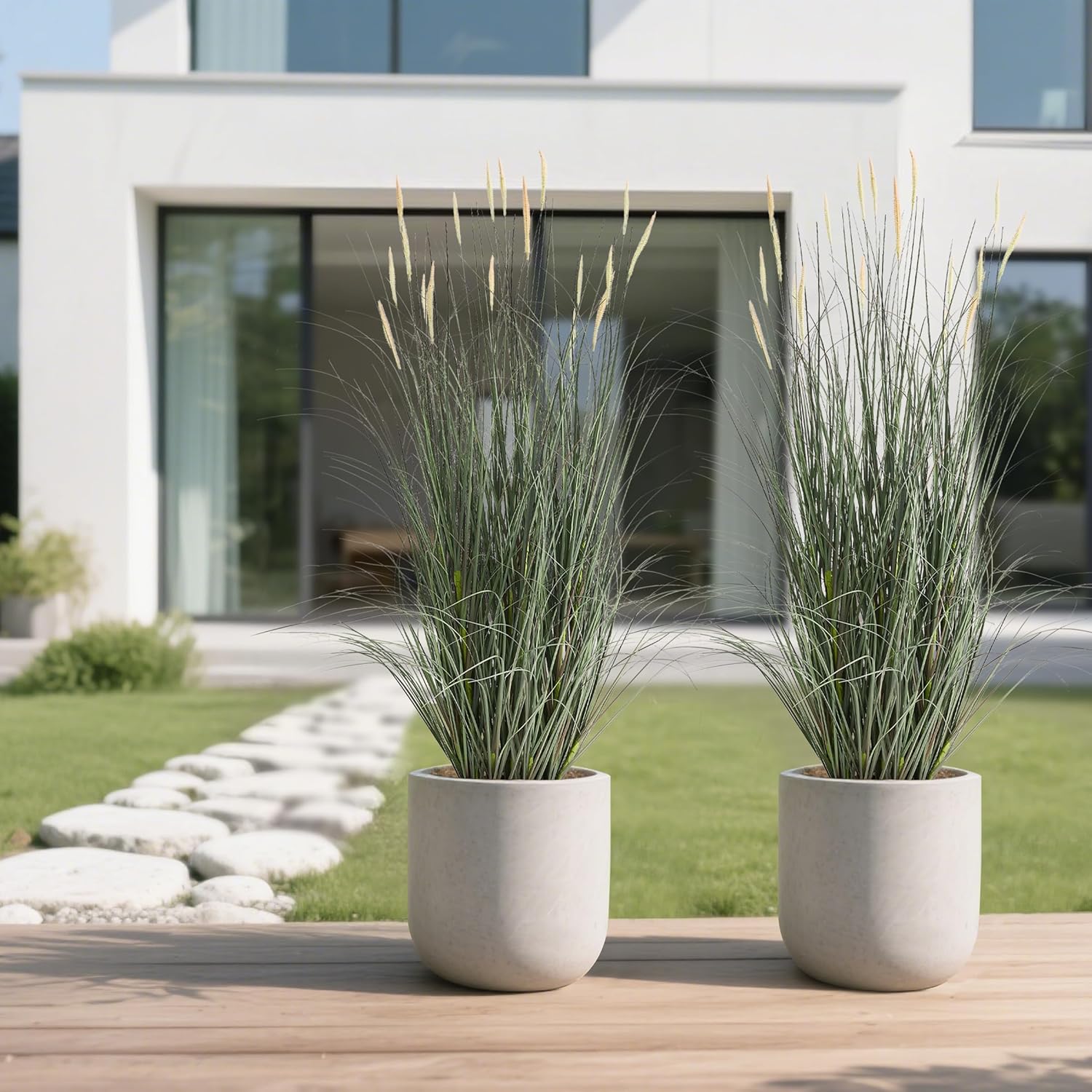 Faux 4ft Horsetail Reed Grass with Pink Spikes 2-Pack