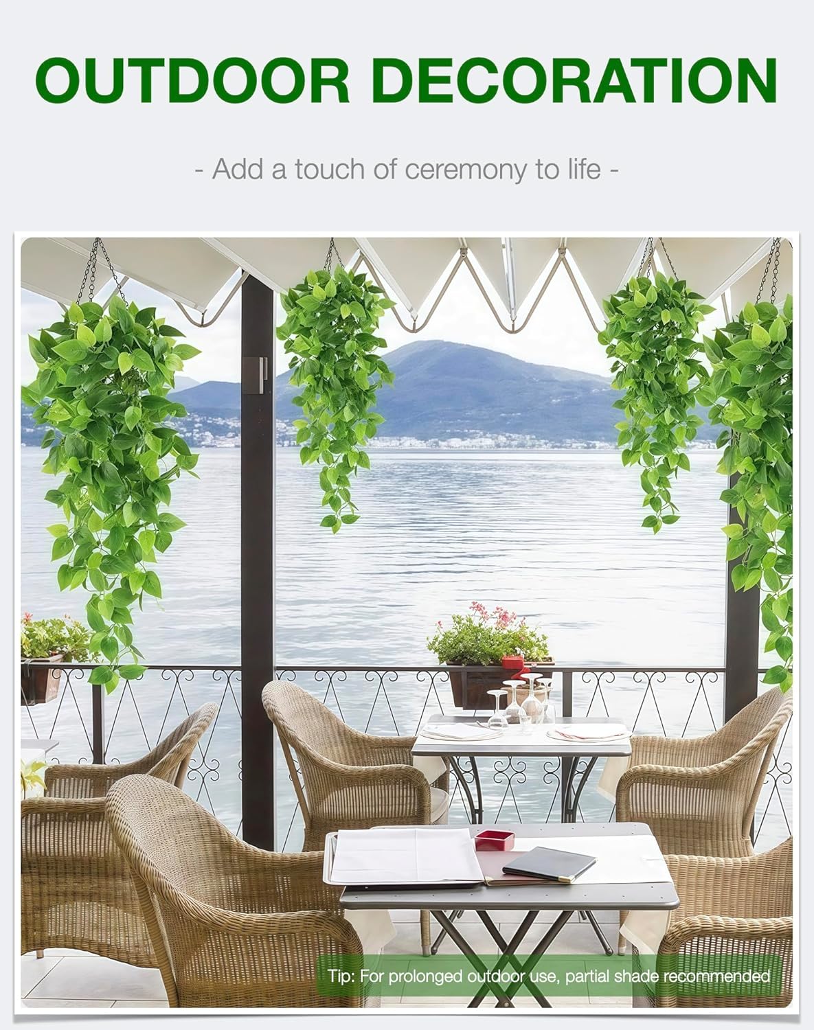 2 Pack Artificial Hanging Ivy Plants 36ft - Decor for Indoor Outdoor Events