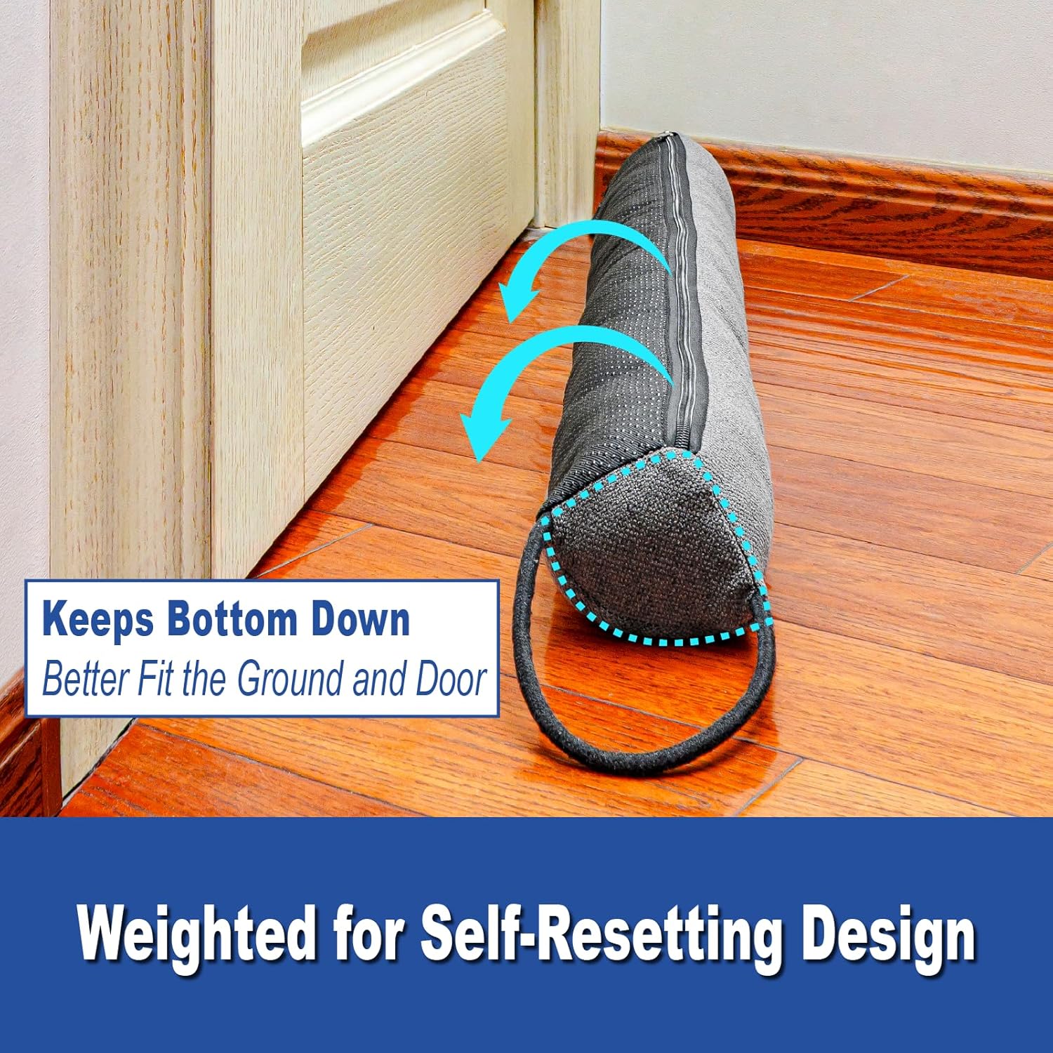 YOUFI 32 Inch Draft Stopper with Non-Slip Base and Self-Resetting Design