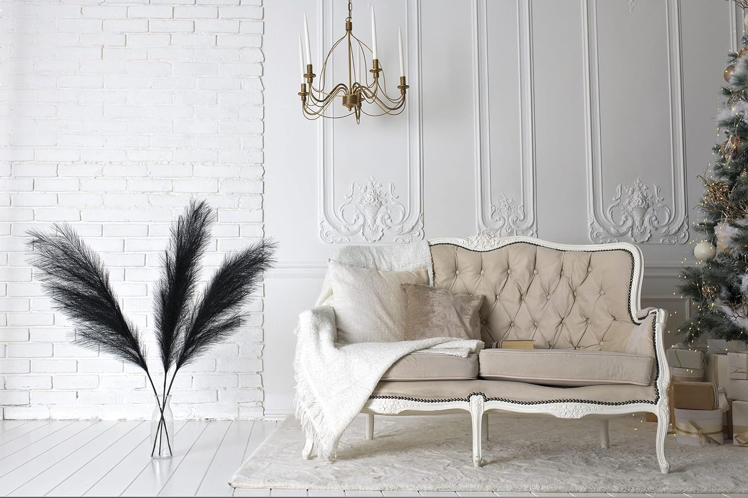LifeJournal 43 Inch Black Pampas Grass Decor 3-Pcs