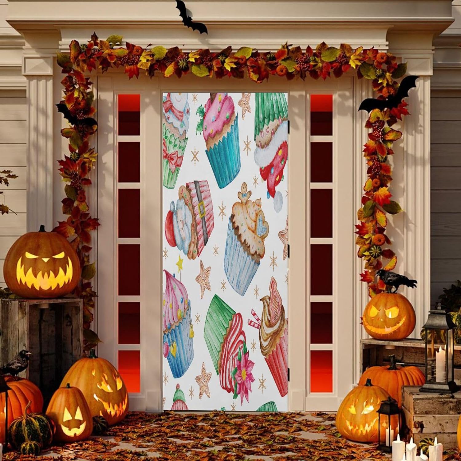 Susiyo Watercolor Christmas Door Cover 32x79 In