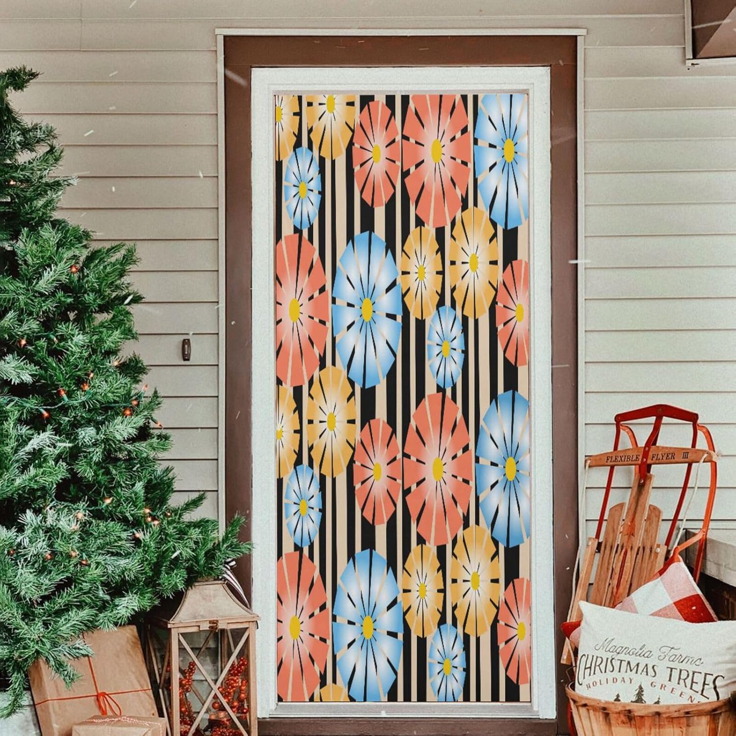Susiyo Blue Petal Chamomile Halloween Door Cover