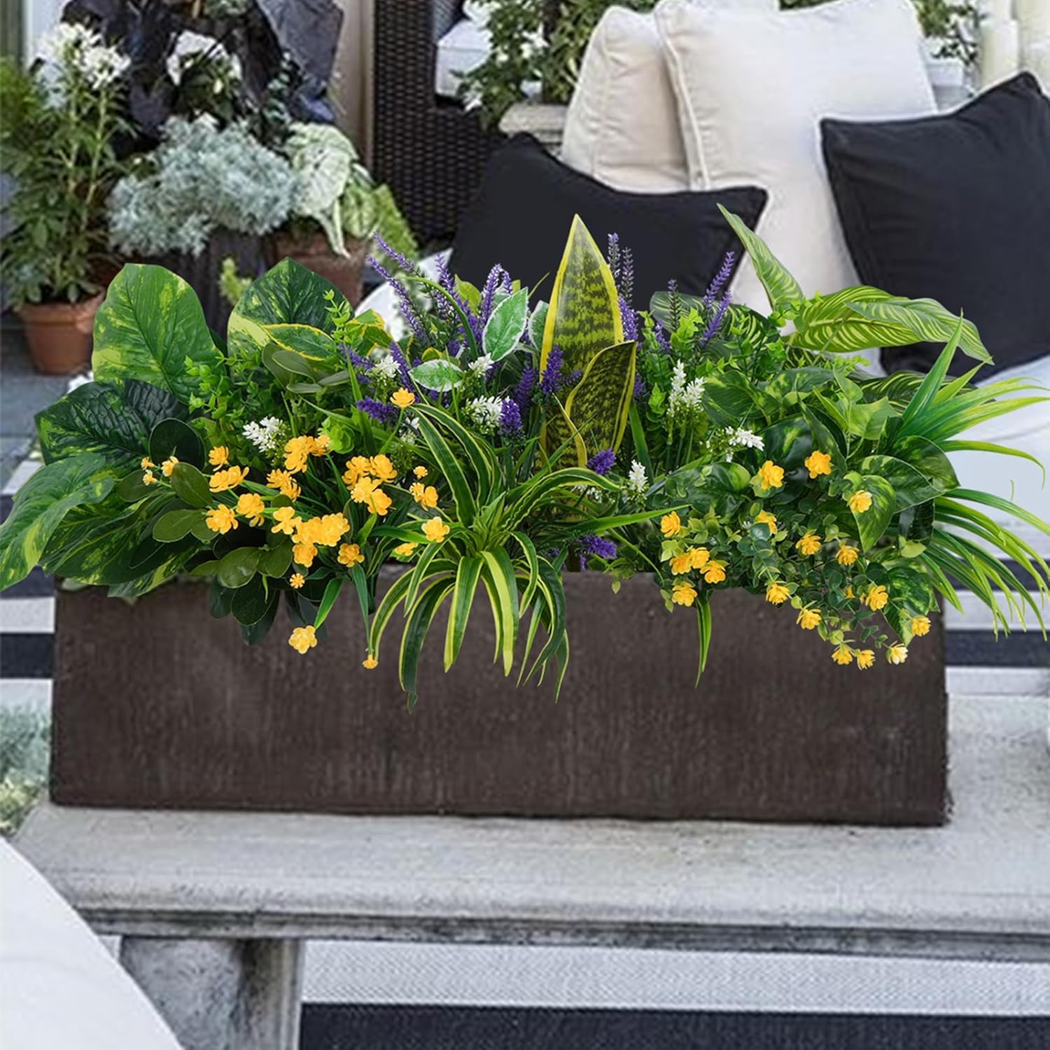 GTIDEA 19 Piece UV Resistant Artificial Plants Outdoor Decor Set