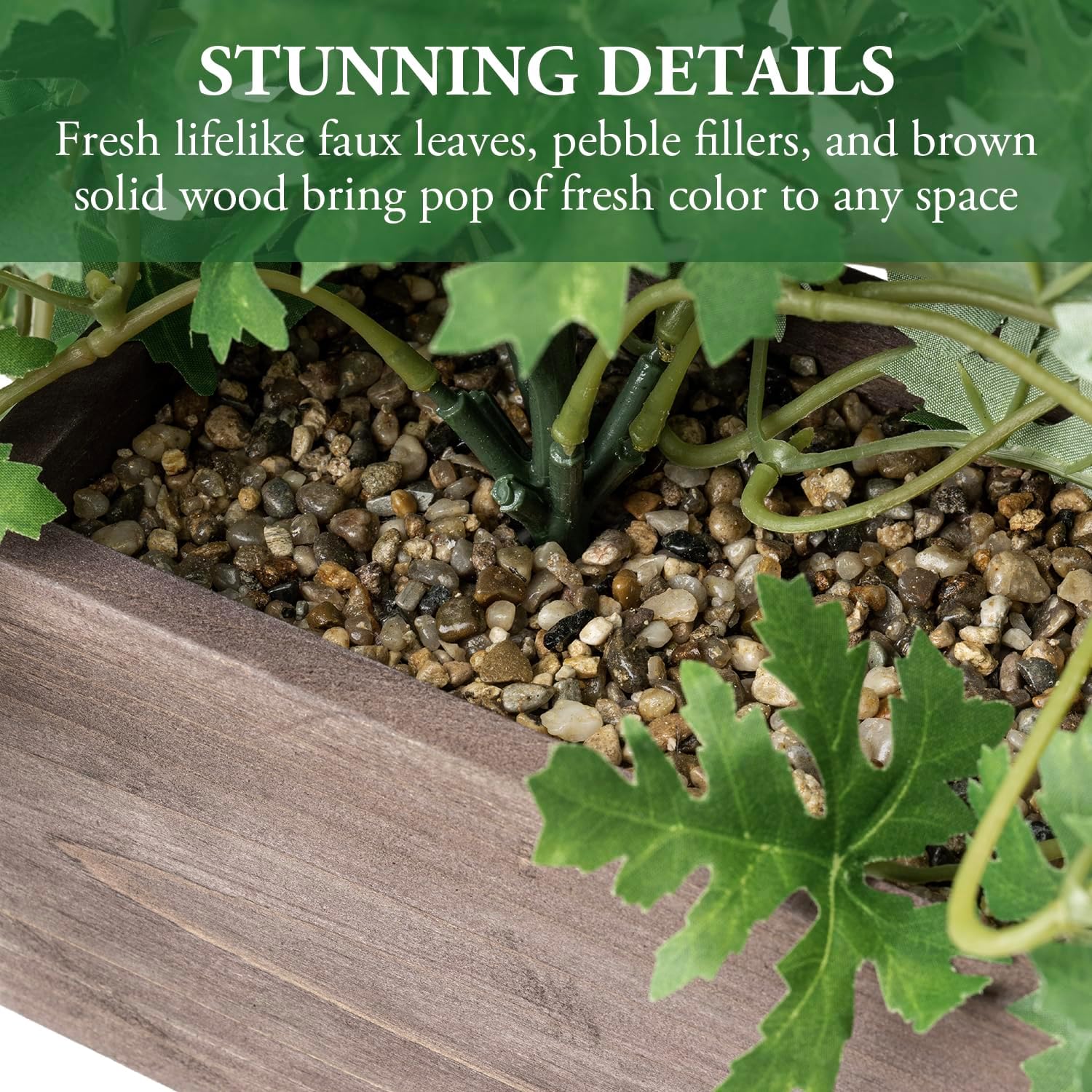 MyGift Artificial Plant with Solid Wood Planter