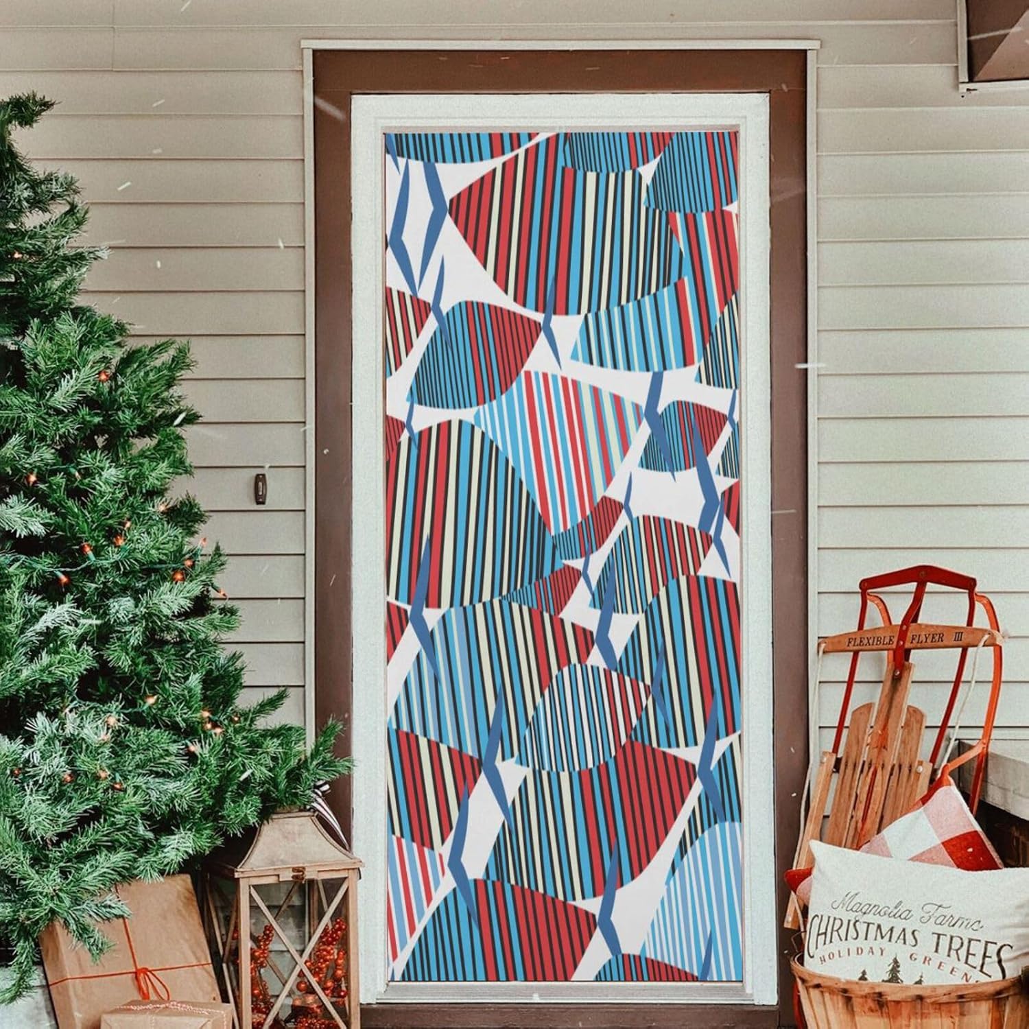 Susiyo Colorful Geometric Fish Halloween Door Cover