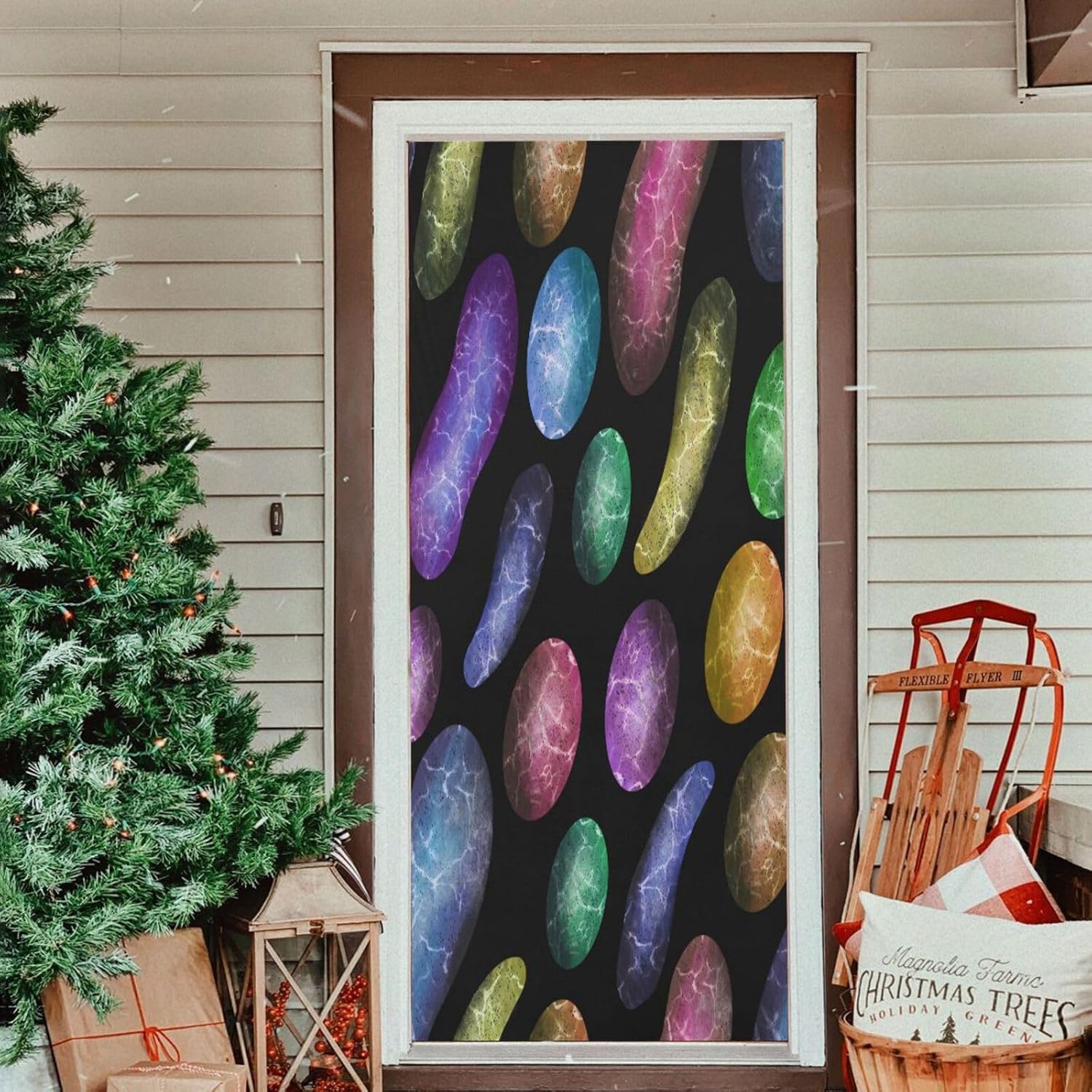 Susiyo Multicolored Marble Door Halloween Cover