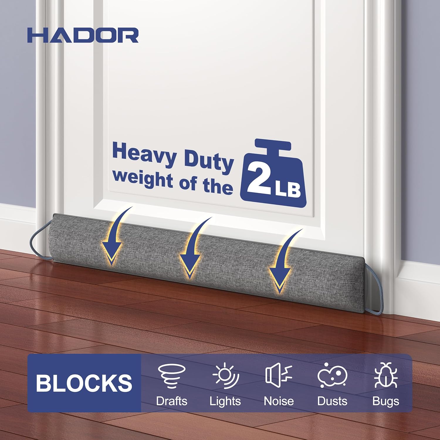 HADOR Door Draft Stopper 38 Inch Grey