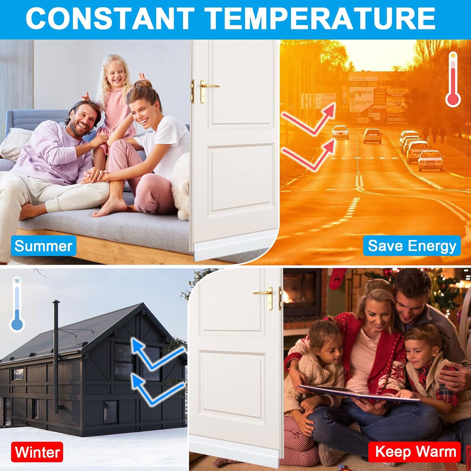 Sightor 4 Pack Door Draft Stopper for Bottom of Door