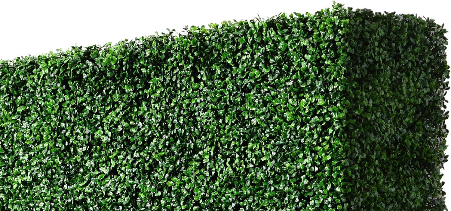 AGPL Artificial Boxwood Hedge Wall with Gray Planter