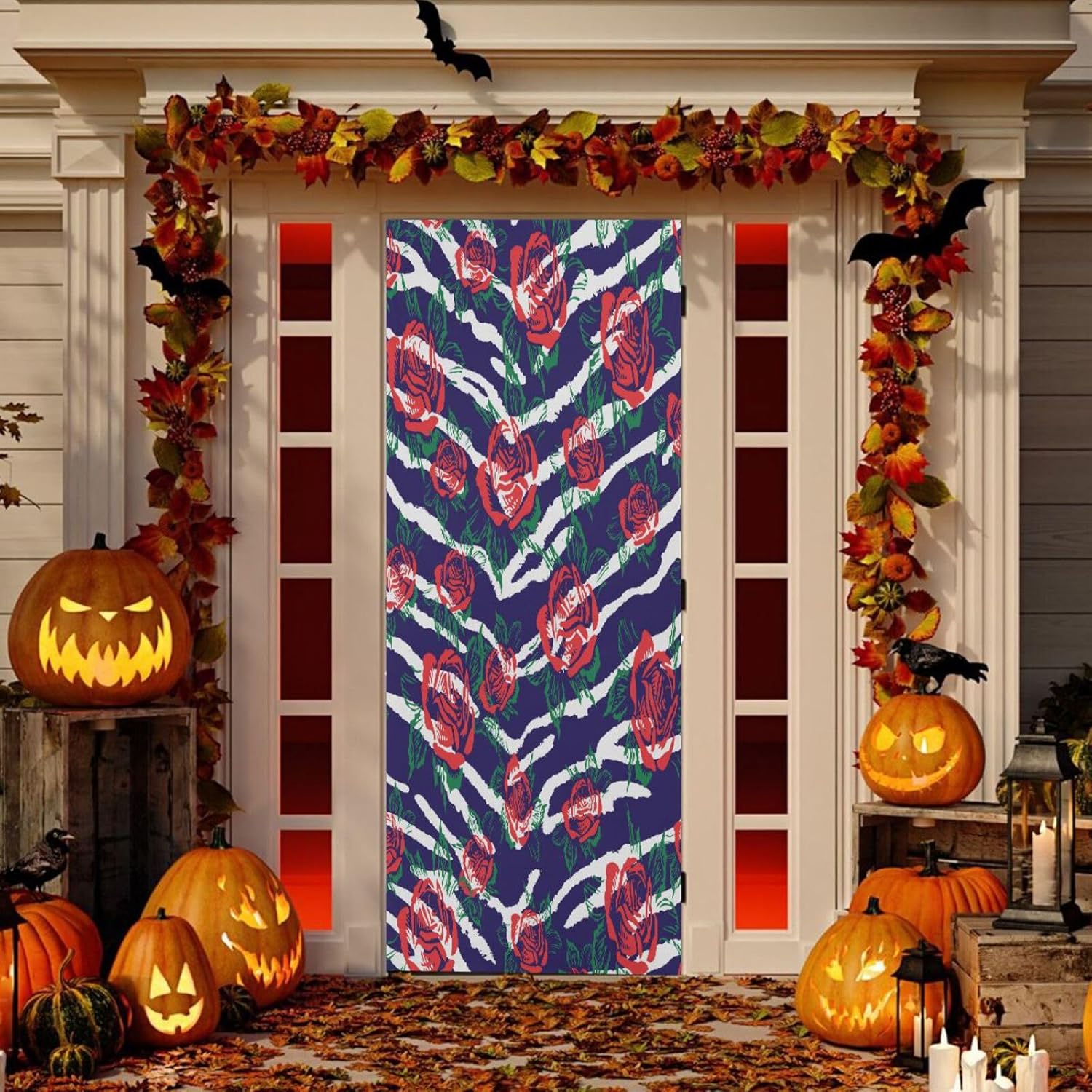 Susiyo Animal Print Rose Halloween Door Cover 32x79 in