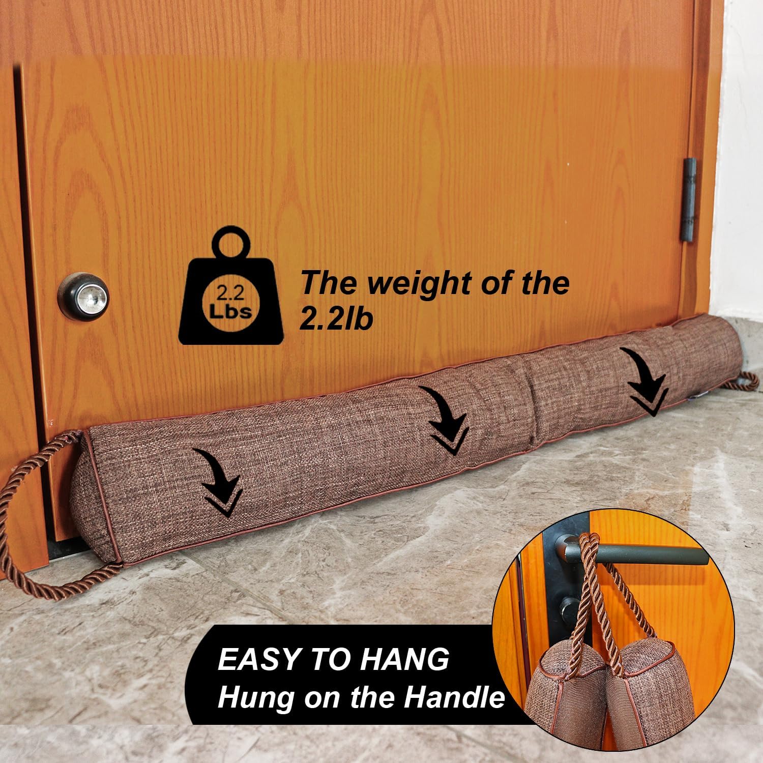WiseTigris Door Draft Stopper Weather Stripping Noise Blocker 32 Inch Brown