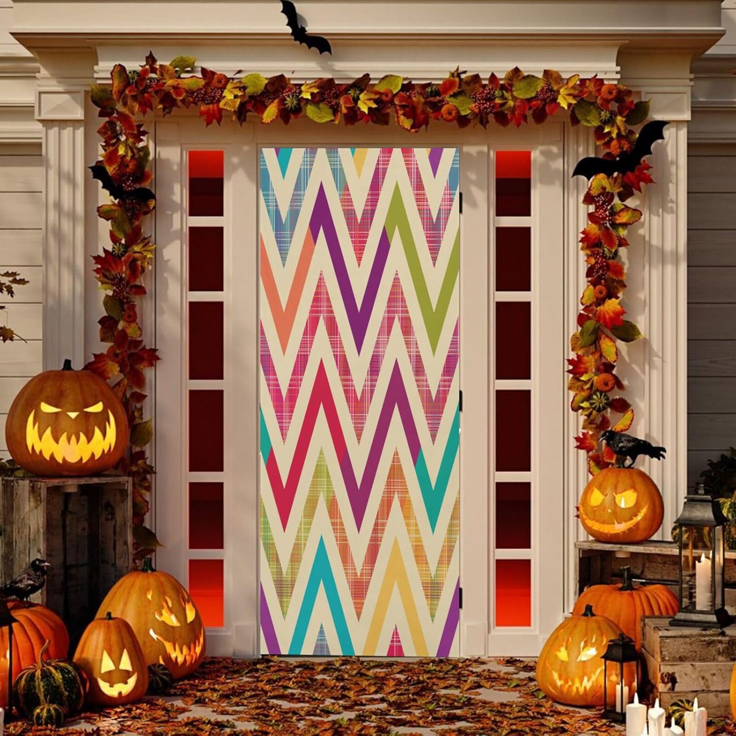 Susiyo Multicolored Chevron Halloween Door Cover