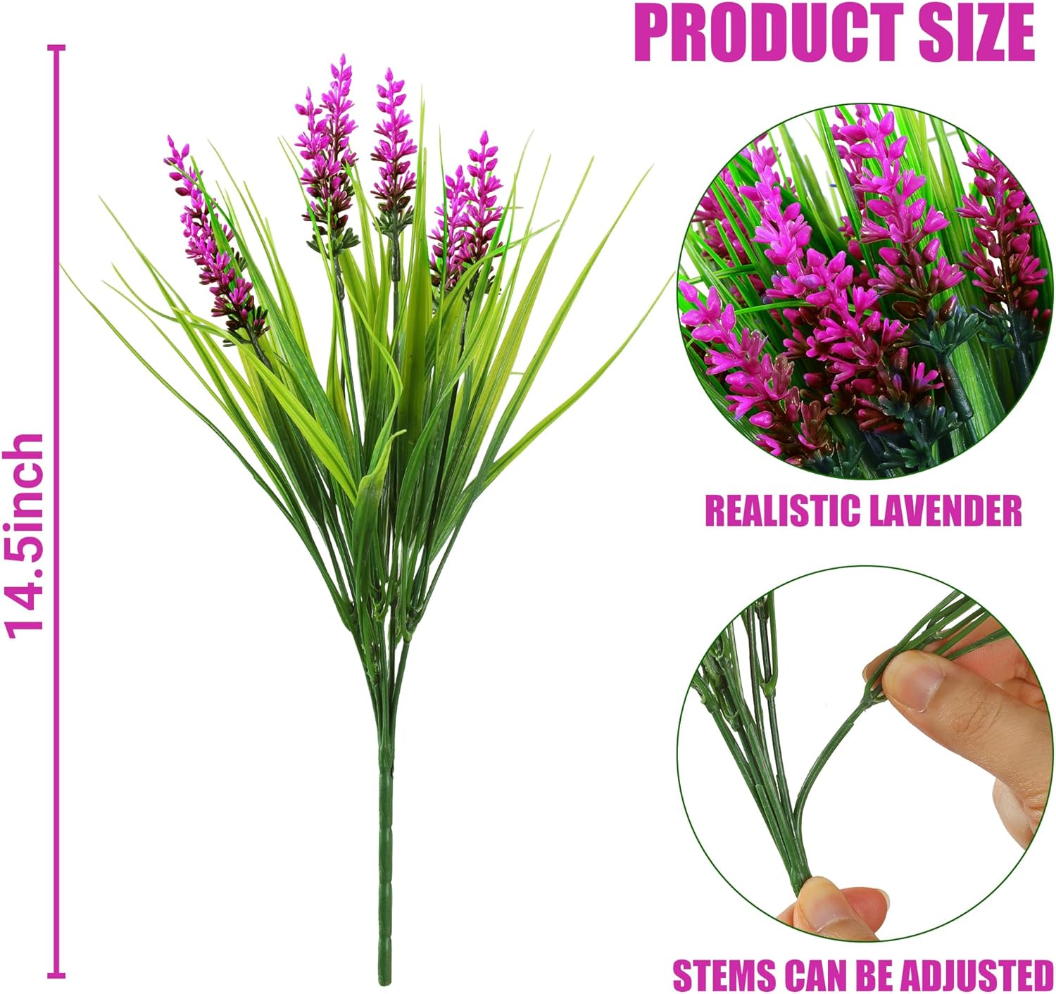 Sggvecsy 12 Bundle Artificial Lavender Plants UV Resistant
