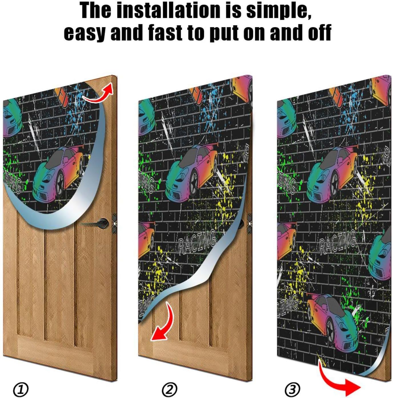 Susiyo Sports Cars Door Cover Halloween Decoration 32x79 in