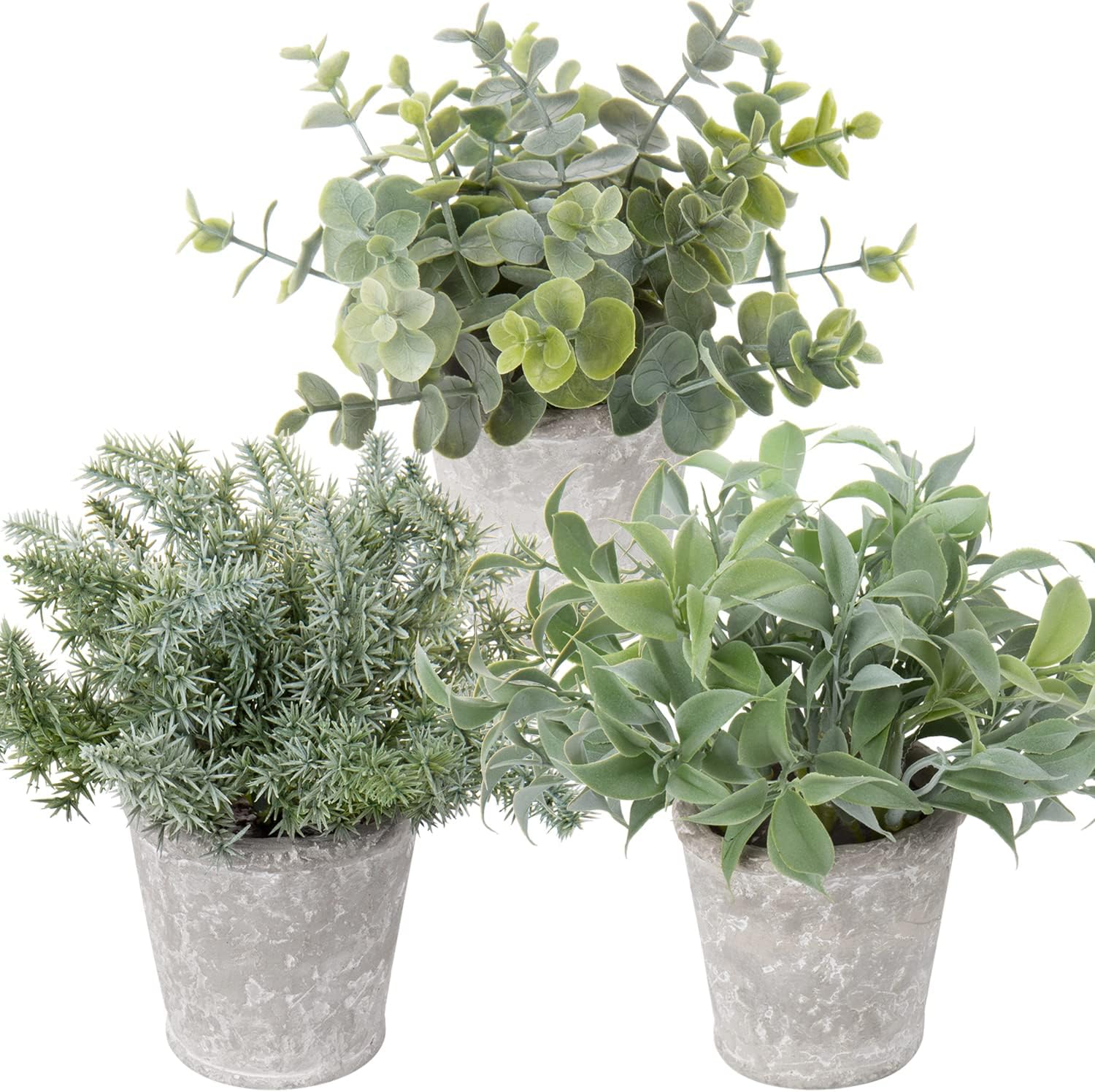 Briful Small Fake Plant Set of 3 Artificial Potted Plants for Home Office Desk and Farmhouse Decor