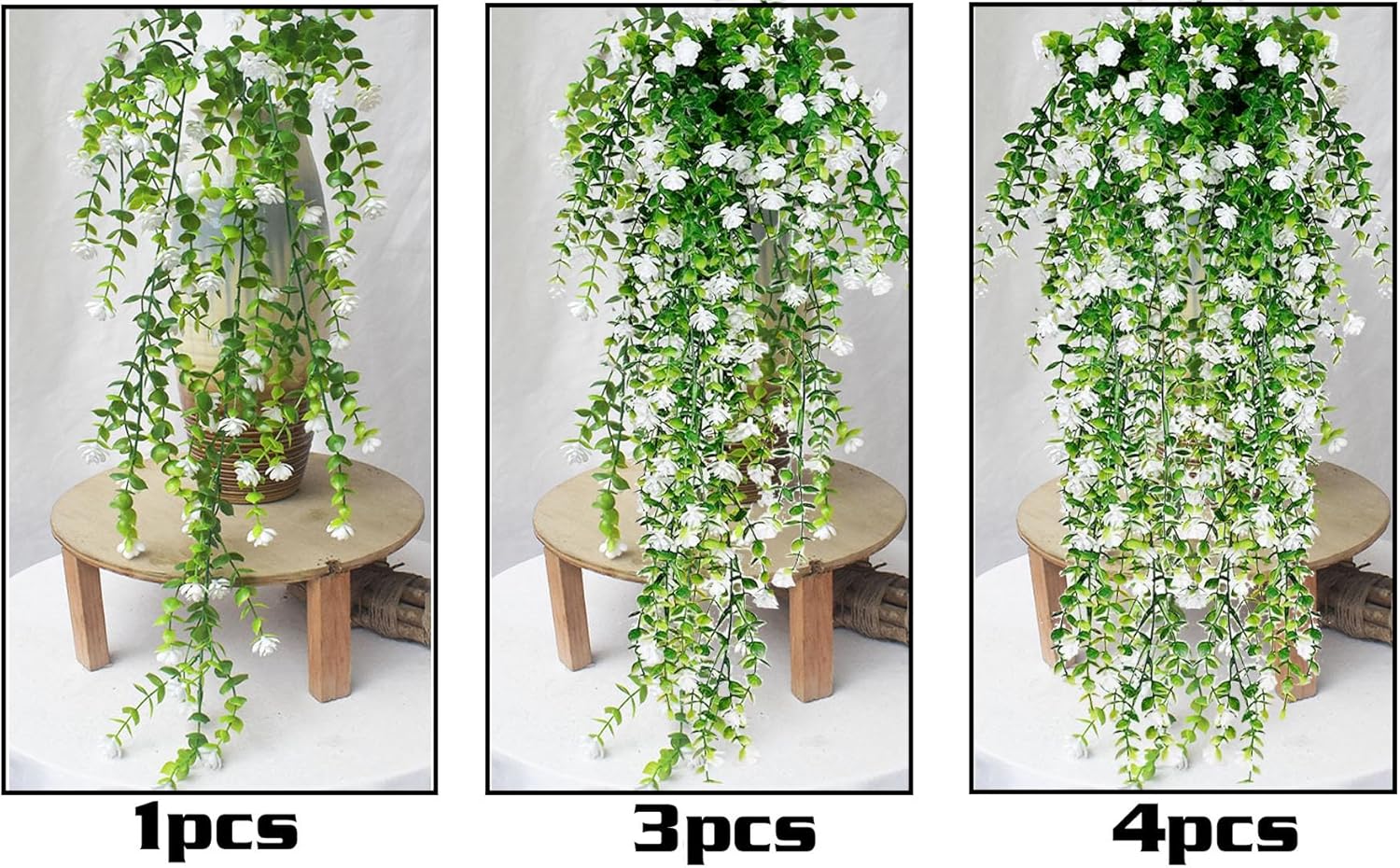 Toprooms 4 Pack Artificial Hanging Plants White Faux Ferns Ivy Vines for Home Office Decor