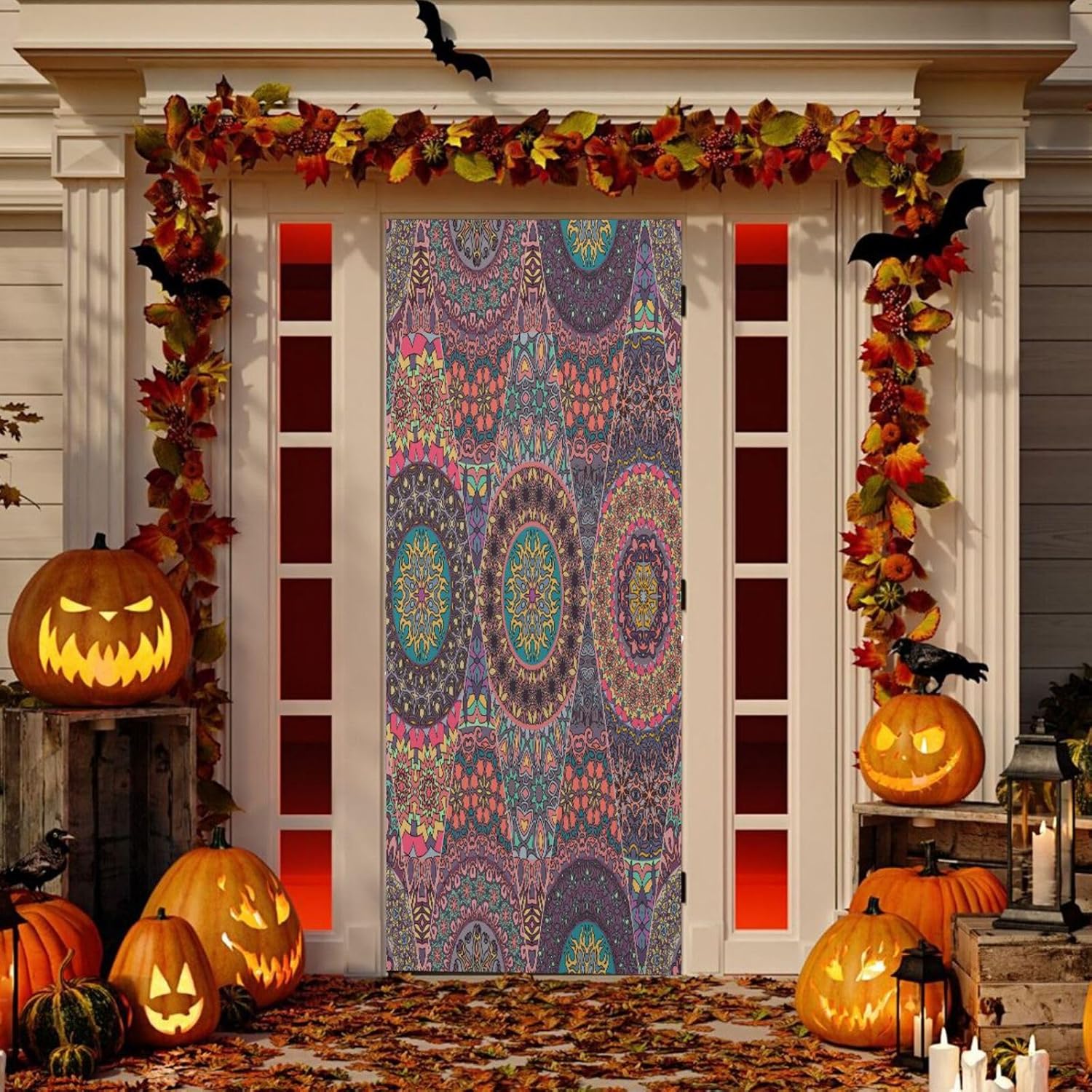 Susiyo Vintage Floral Mandala Halloween Door Cover