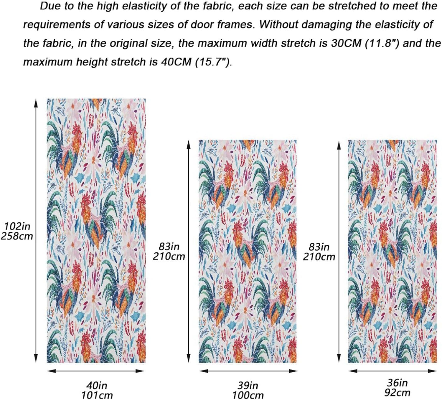 Susiyo Festive Rooster Door Cover for Halloween Stretch Fabric Door Decoration 32x79 in