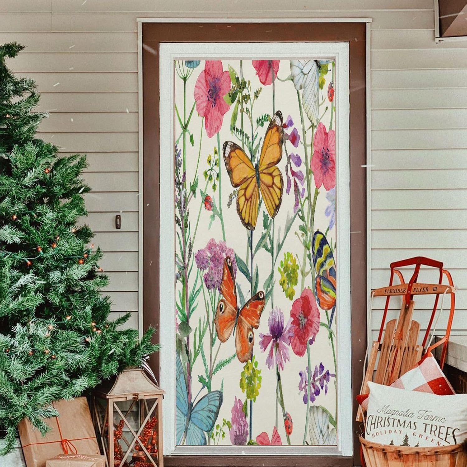 Susiyo Cute Butterflies Halloween Door Cover Stretch Fabric 32x79 In
