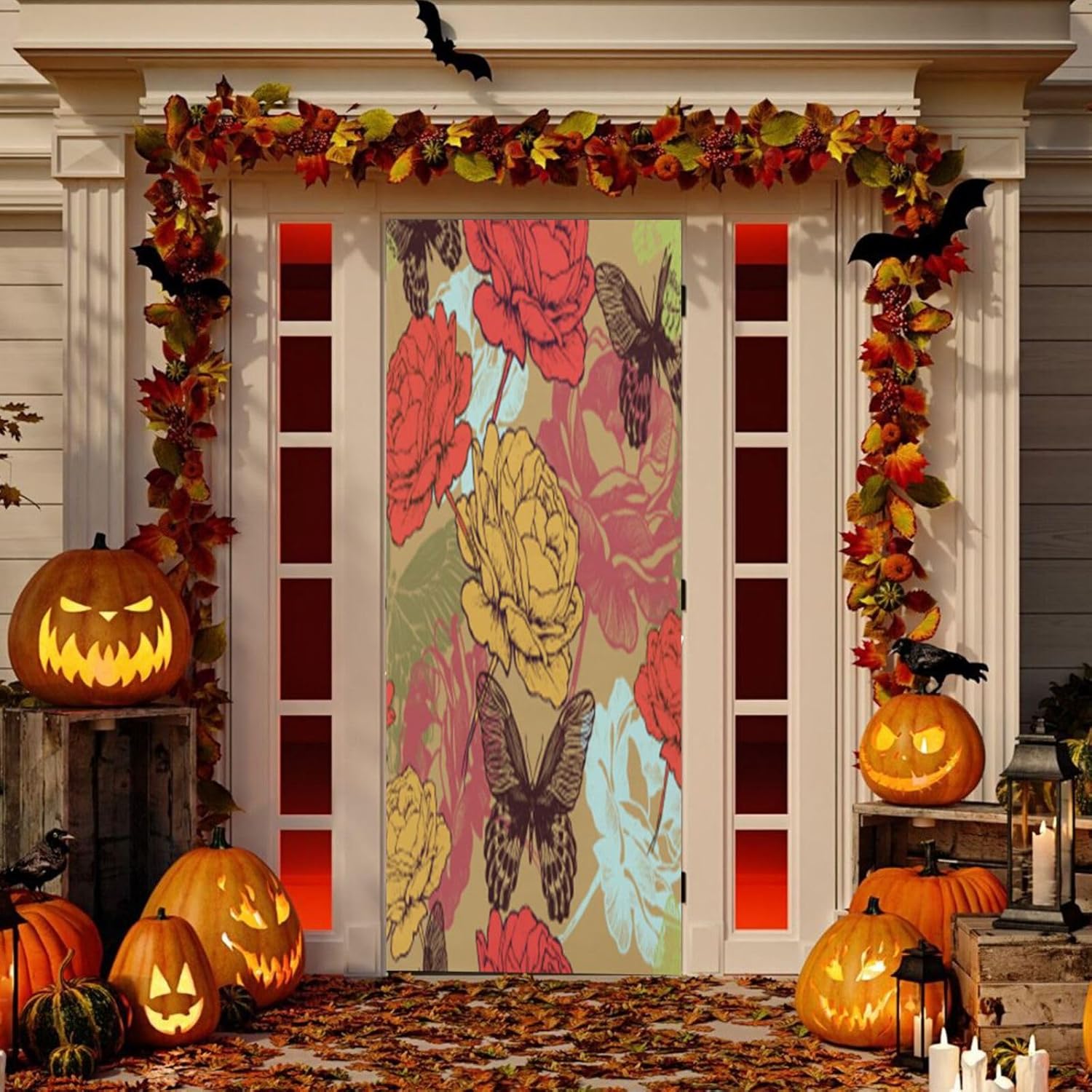 Susiyo Blooming Roses Door Cover Halloween Decoration