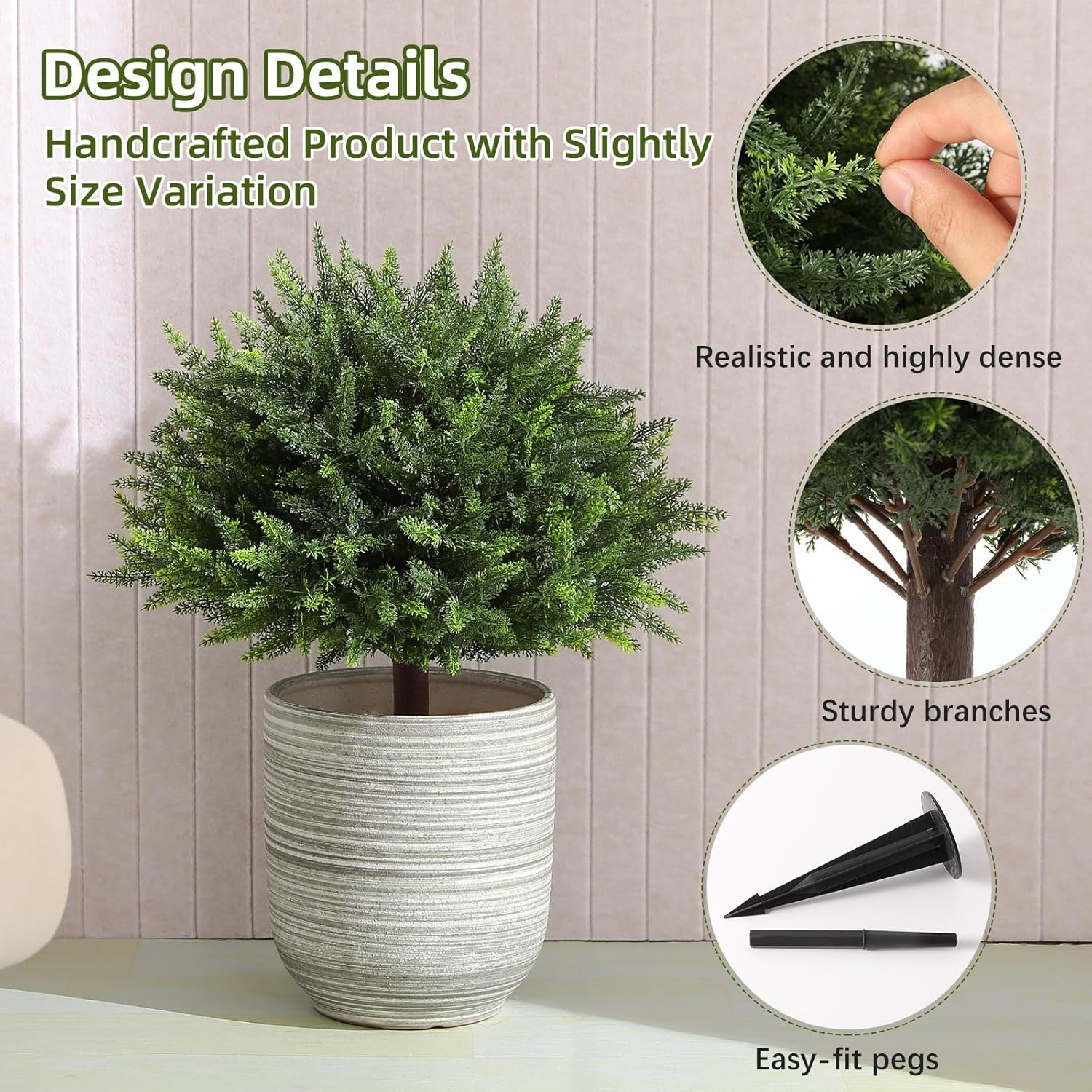 LUWENER 236 Inch Artificial Cedar Topiary 2 Pack