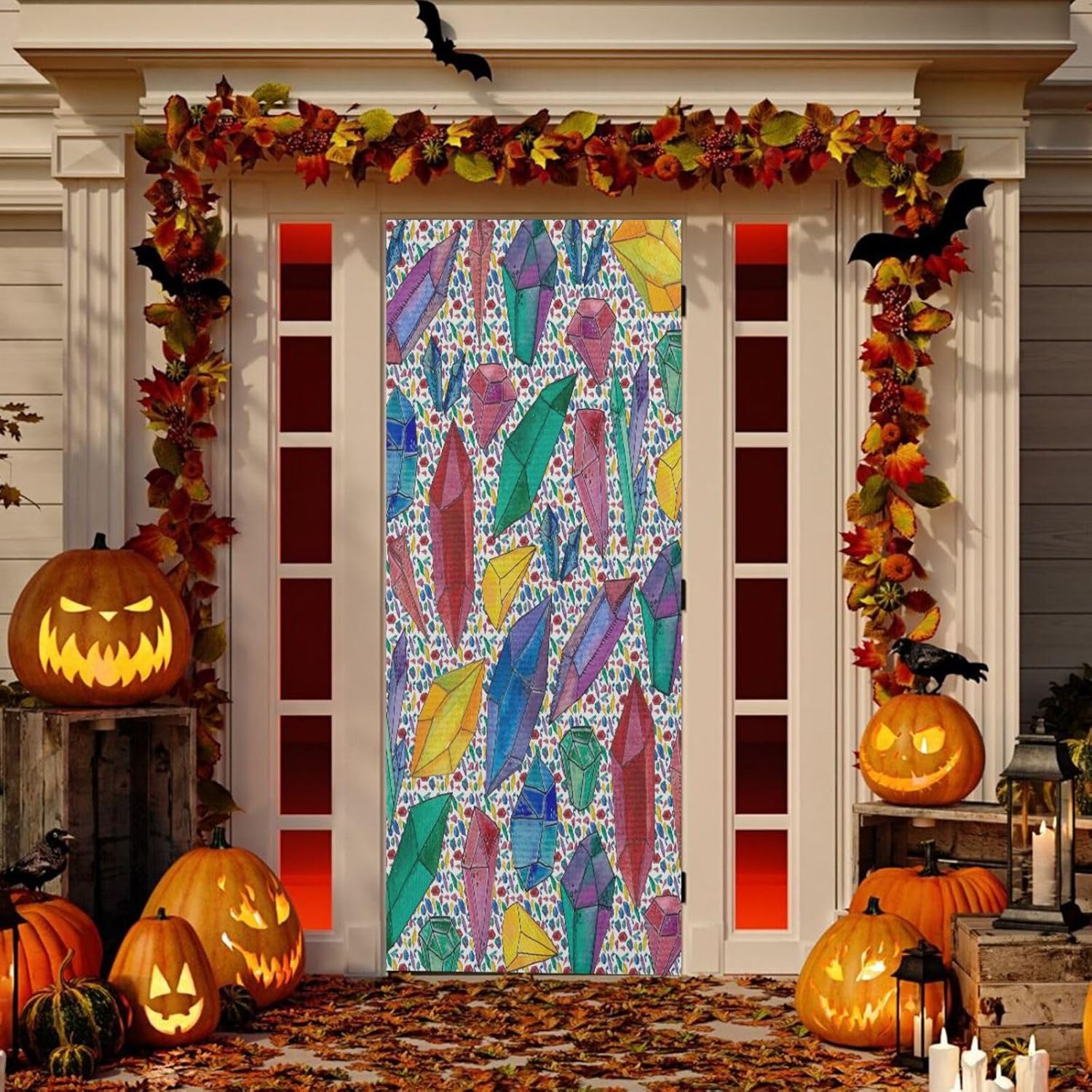 Susiyo Watercolor Halloween Door Cover 32x79 in