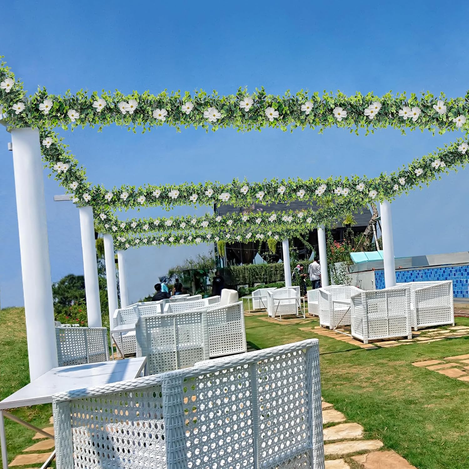 Uqueeten Vines Faux Eucalyptus Garland 59 FT 2 Pack for Wedding Backdrop and Wall Decor