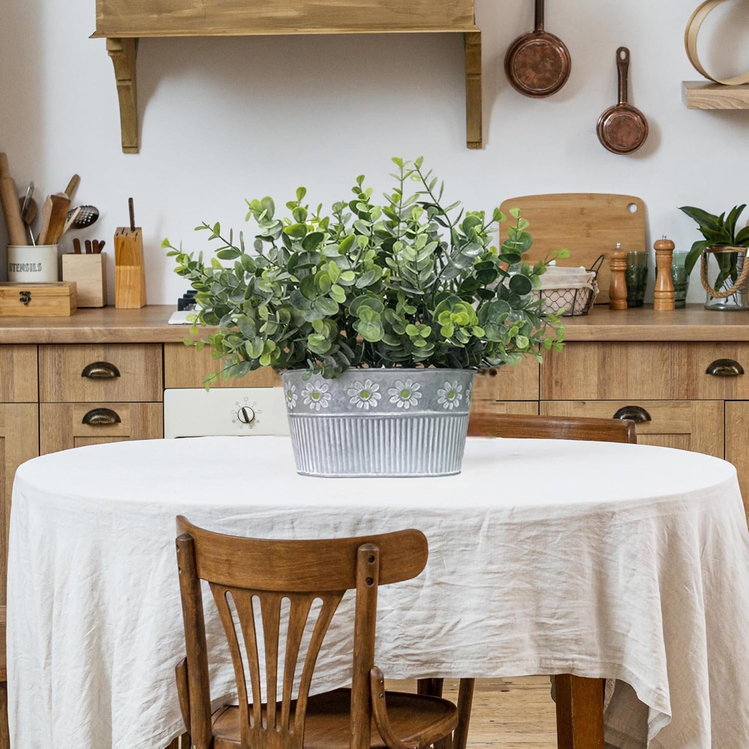 Rustic Artificial Eucalyptus Plants Table Centerpiece