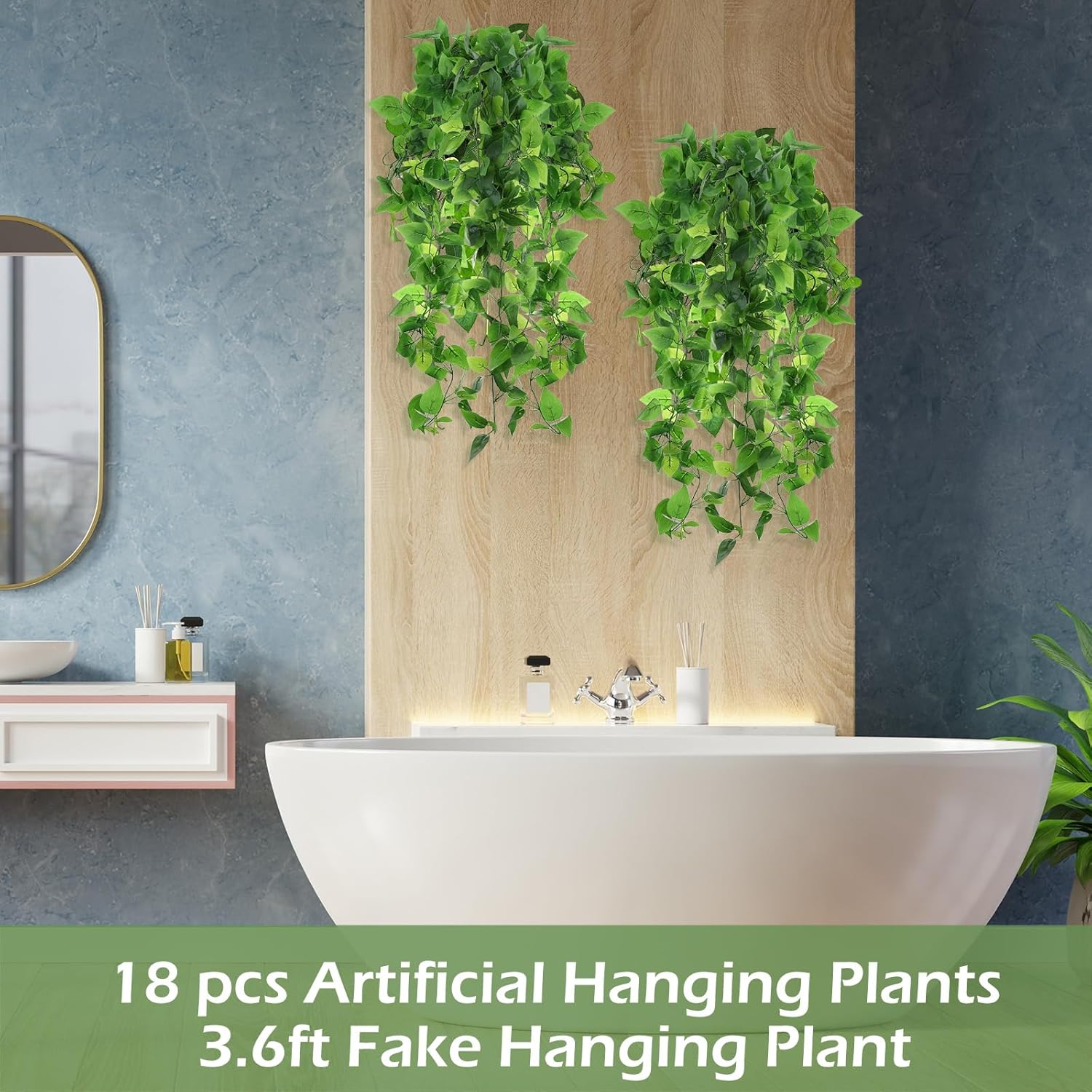 Hoteam 18 Pcs Artificial Hanging Plants Fake Ivy Vines No Basket