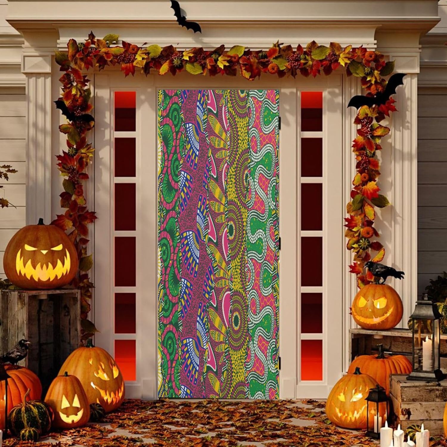 African Style Fabric Patchwork Halloween Door Cover