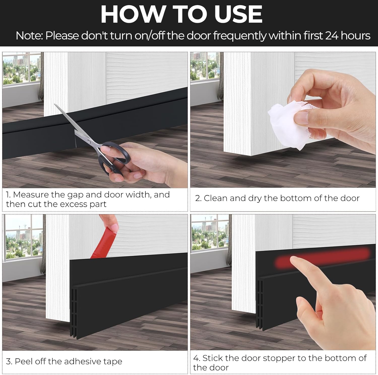 Ohuhu Door Draft Stopper Weather Strip 39 L x2 W Black