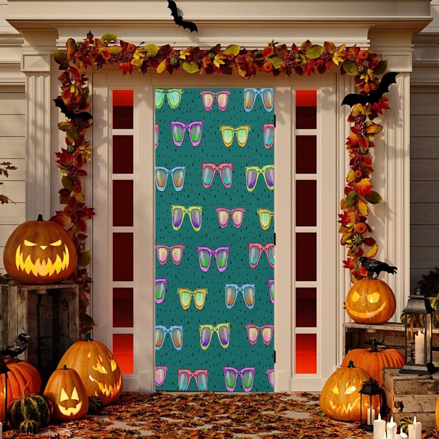Susiyo Watercolor Green Halloween Door Cover