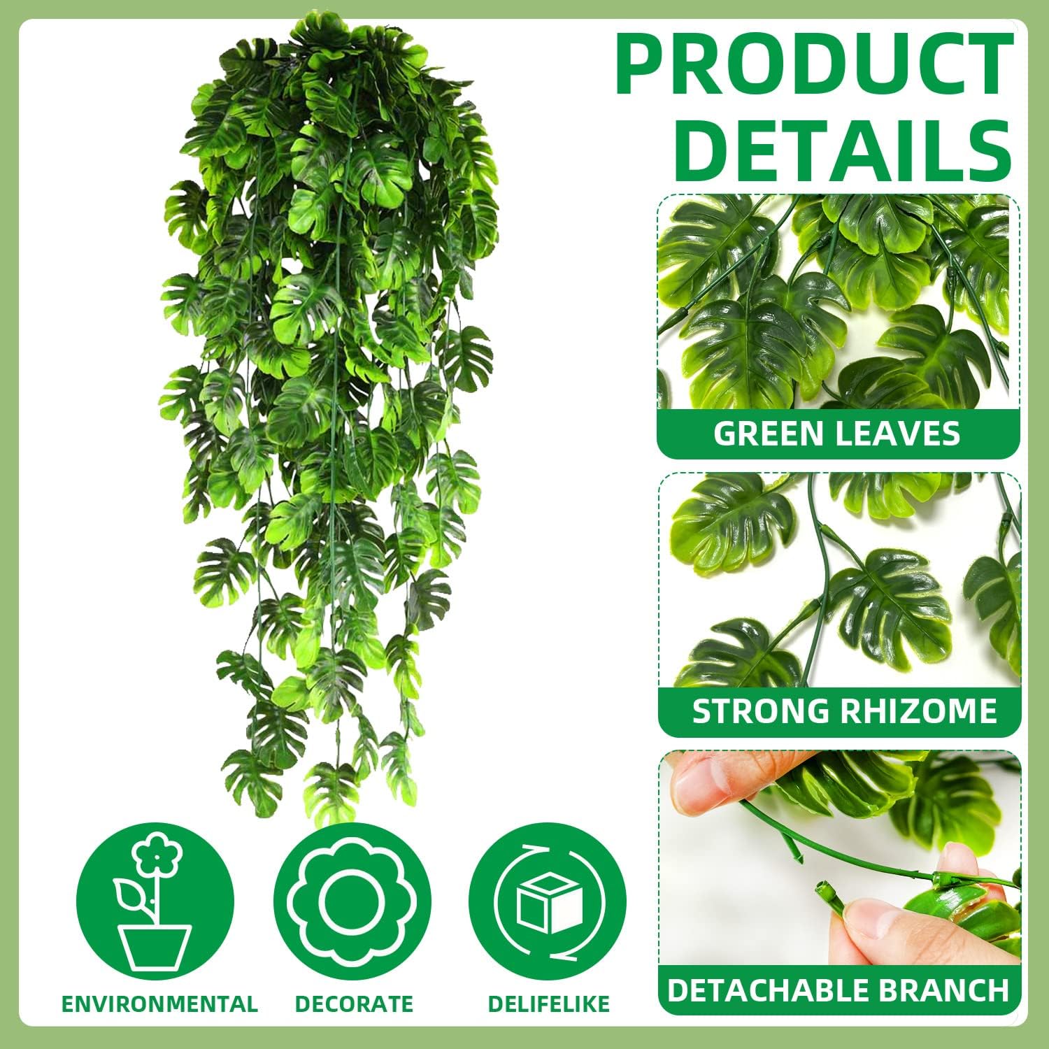 8 Pack Artificial Hanging Plants for Home Wall Garden Decor