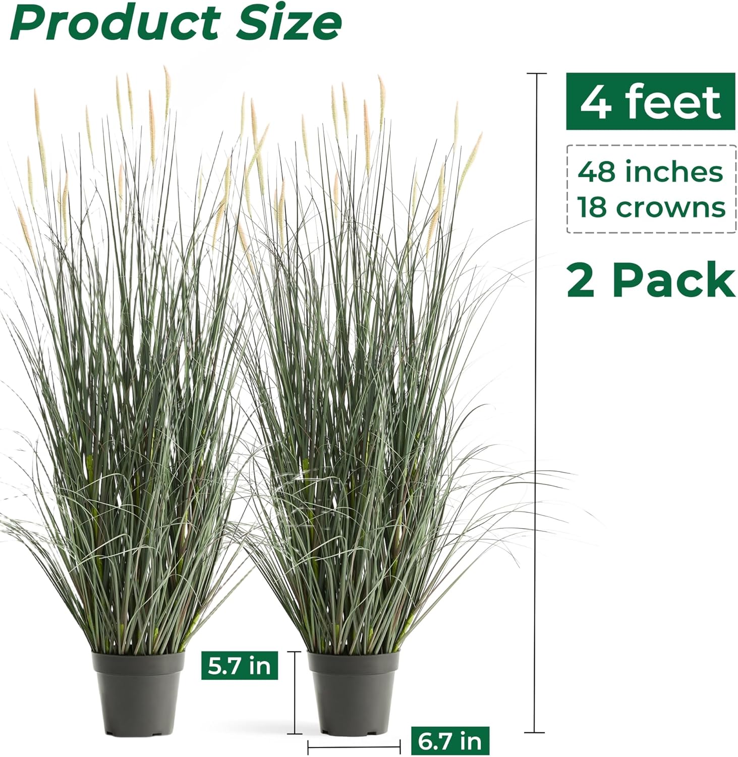 Faux 4ft Horsetail Reed Grass with Pink Spikes 2-Pack