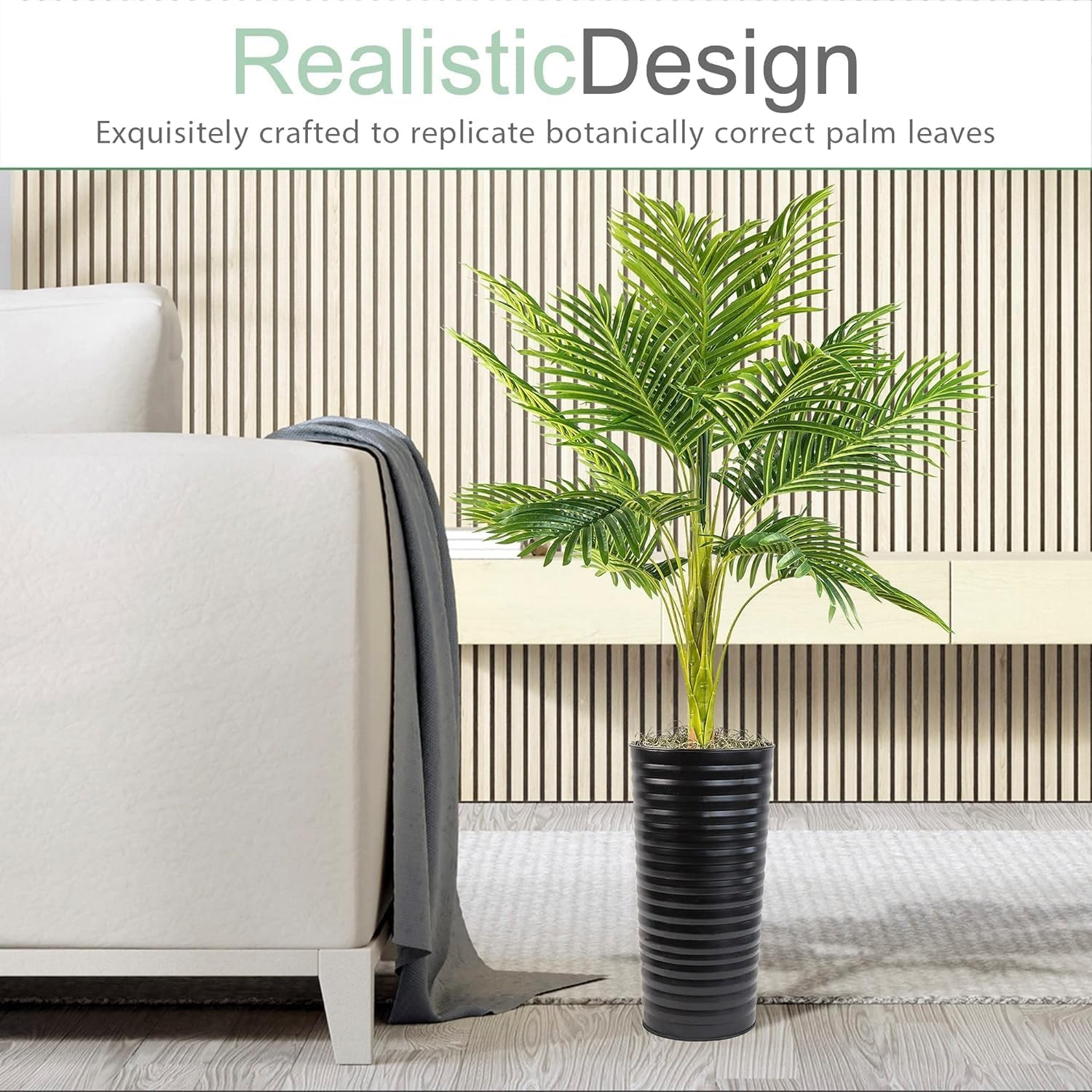 4 ft Artificial Palm Tree in Black Metal Pot