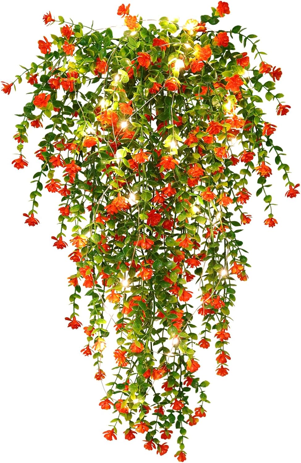 RECUTMS Artificial Plants 3 Pack Hanging with LED Lights 30 Inch Eucalyptus Indoor Outdoor Decor